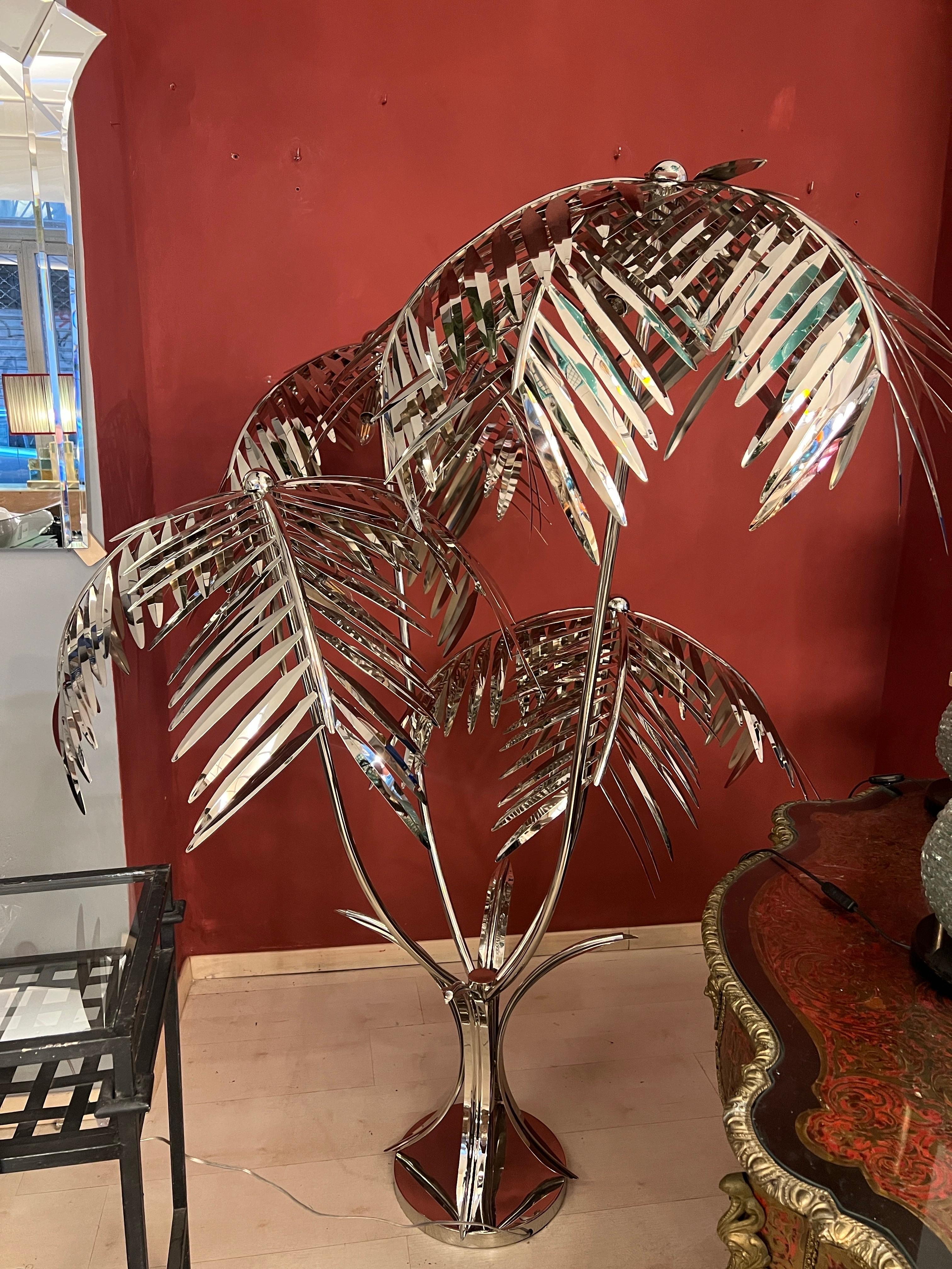Verchromte Palmen-Stehlampe, 2000er Jahre im Angebot 8