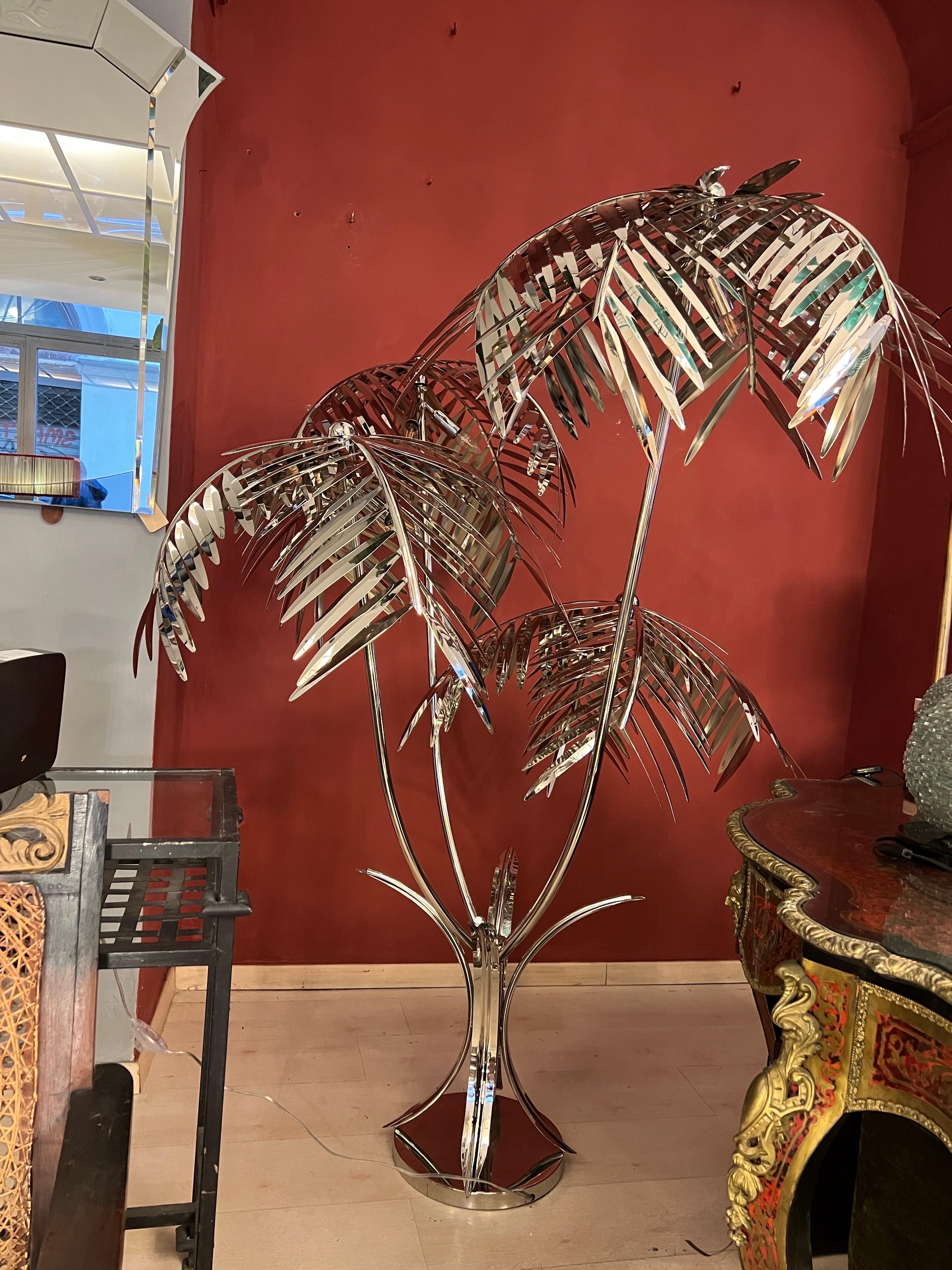 Verchromte Palmen-Stehlampe, 2000er Jahre im Angebot 1