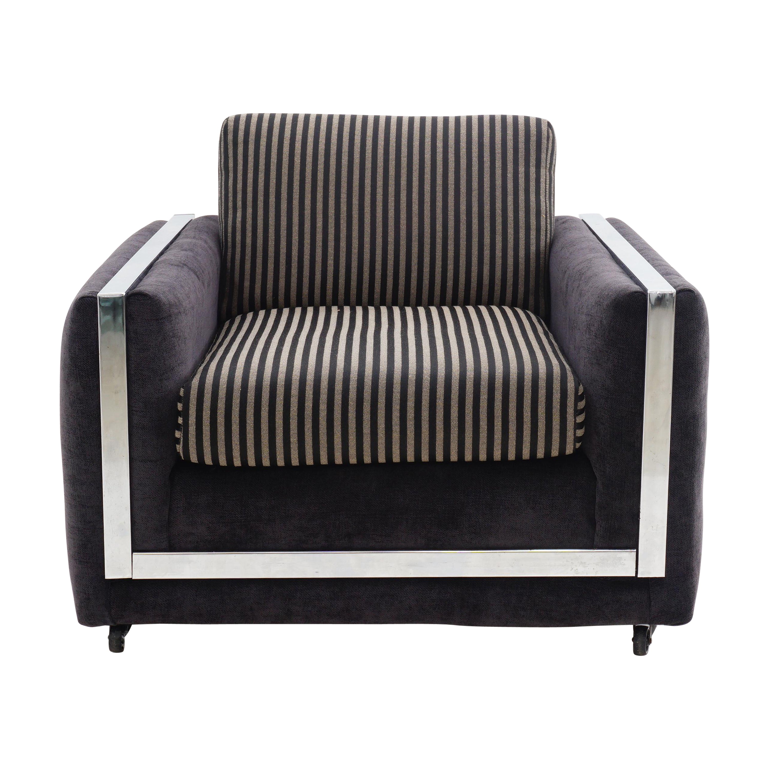 Chrome Paneled Club Chair, 1970s For Sale