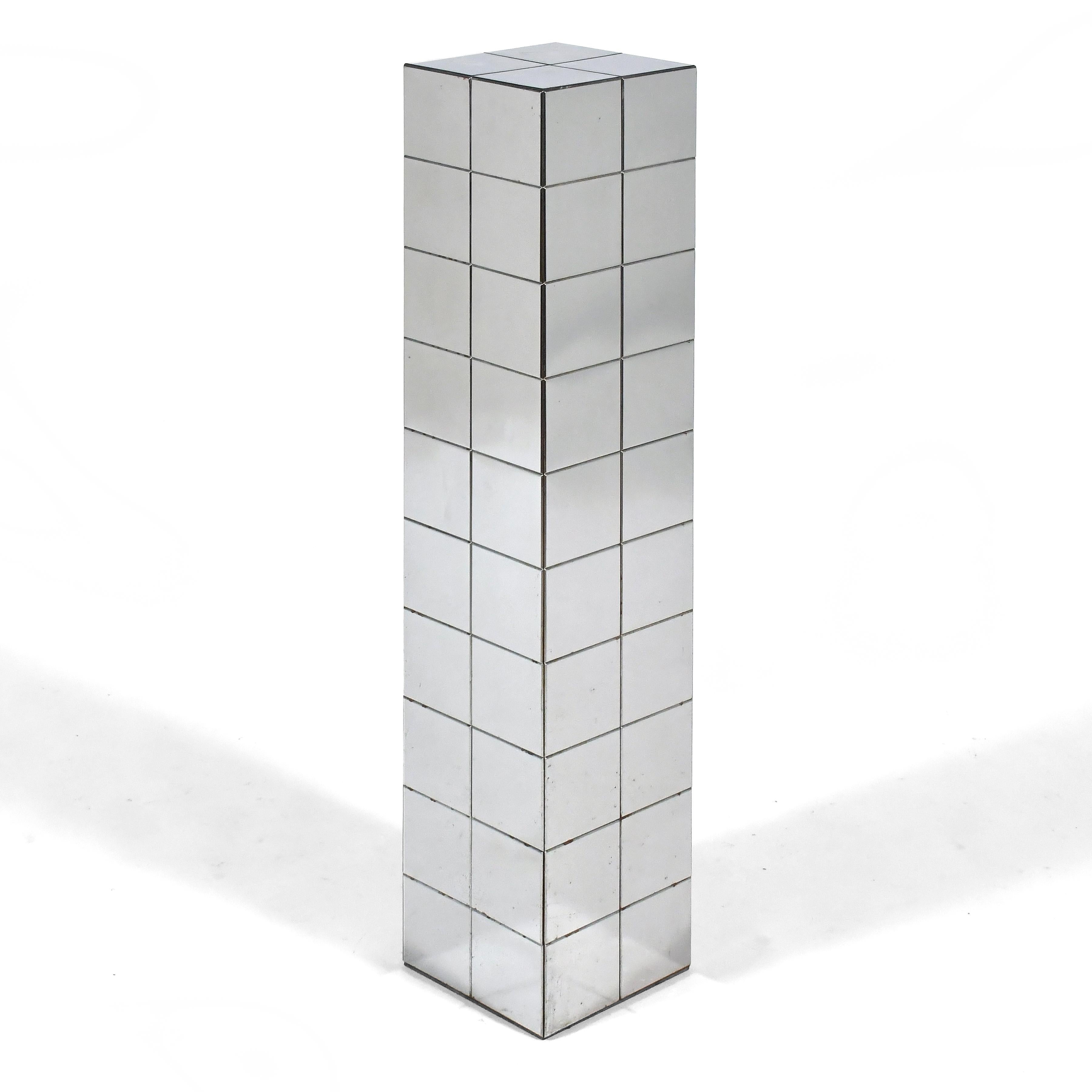 Chrome Patchwork Pedestal in the Manner of Paul Evans (Moderne der Mitte des Jahrhunderts) im Angebot