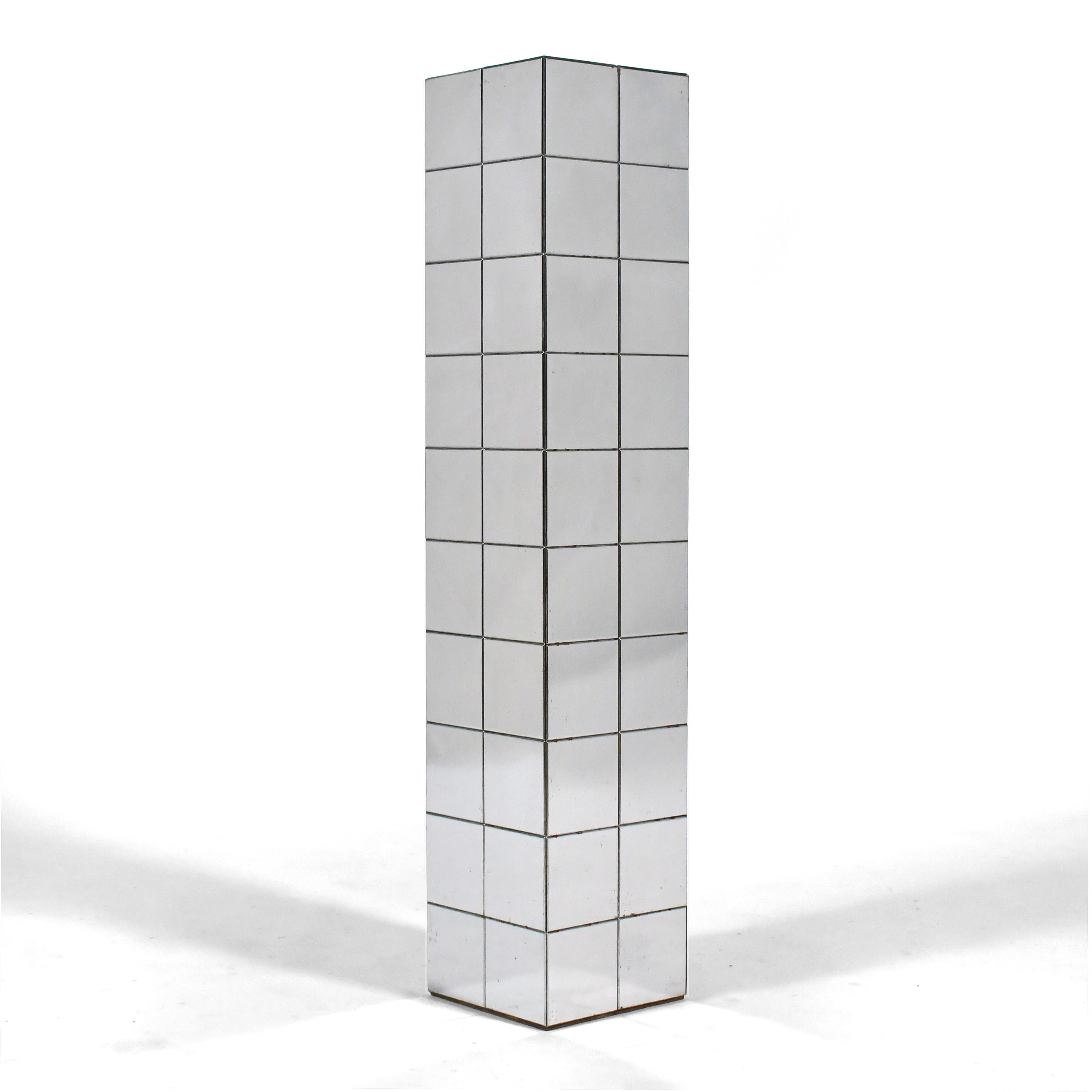 Chrome Patchwork Pedestal in the Manner of Paul Evans (Beschichtet) im Angebot