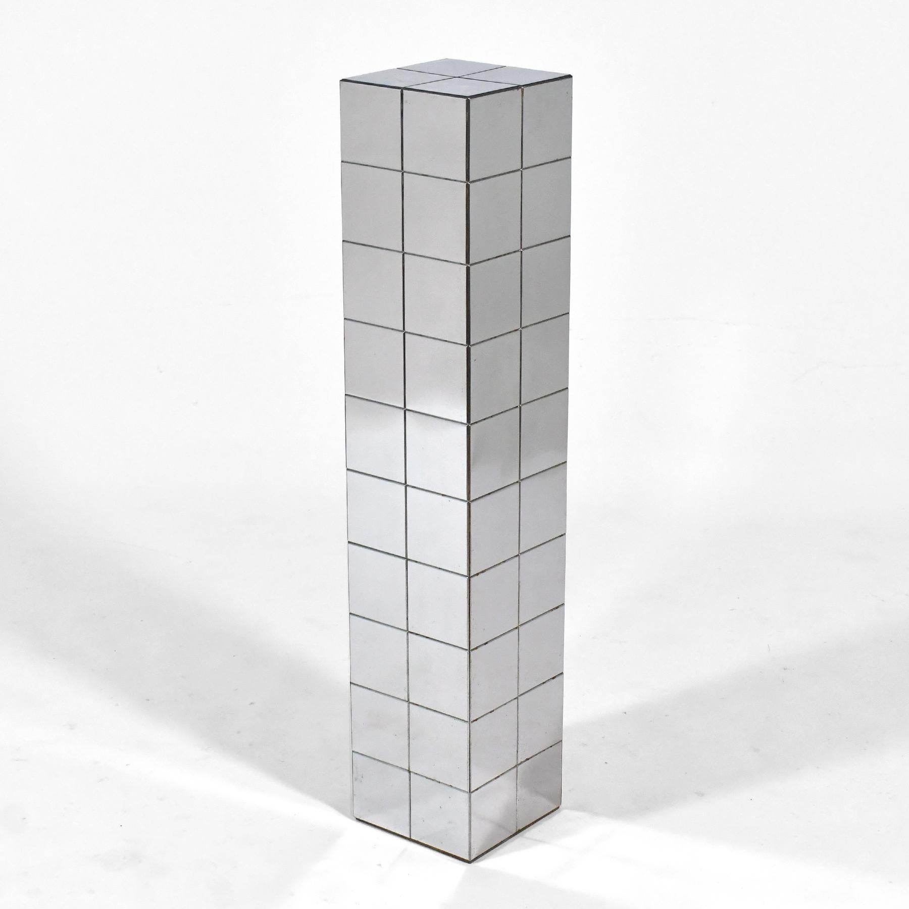 Chrome Patchwork Pedestal in the Manner of Paul Evans im Angebot 1