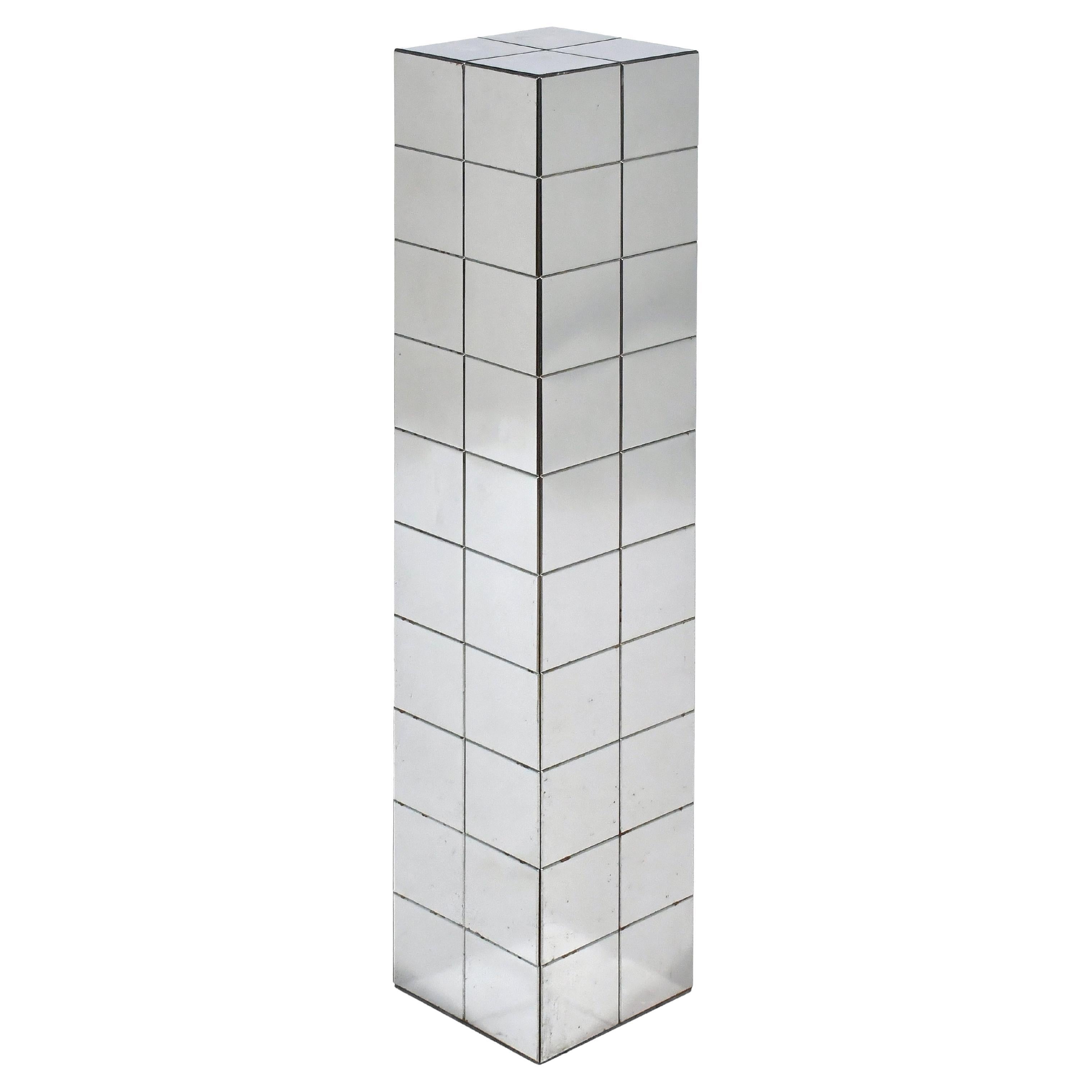 Chrome Patchwork Pedestal in the Manner of Paul Evans