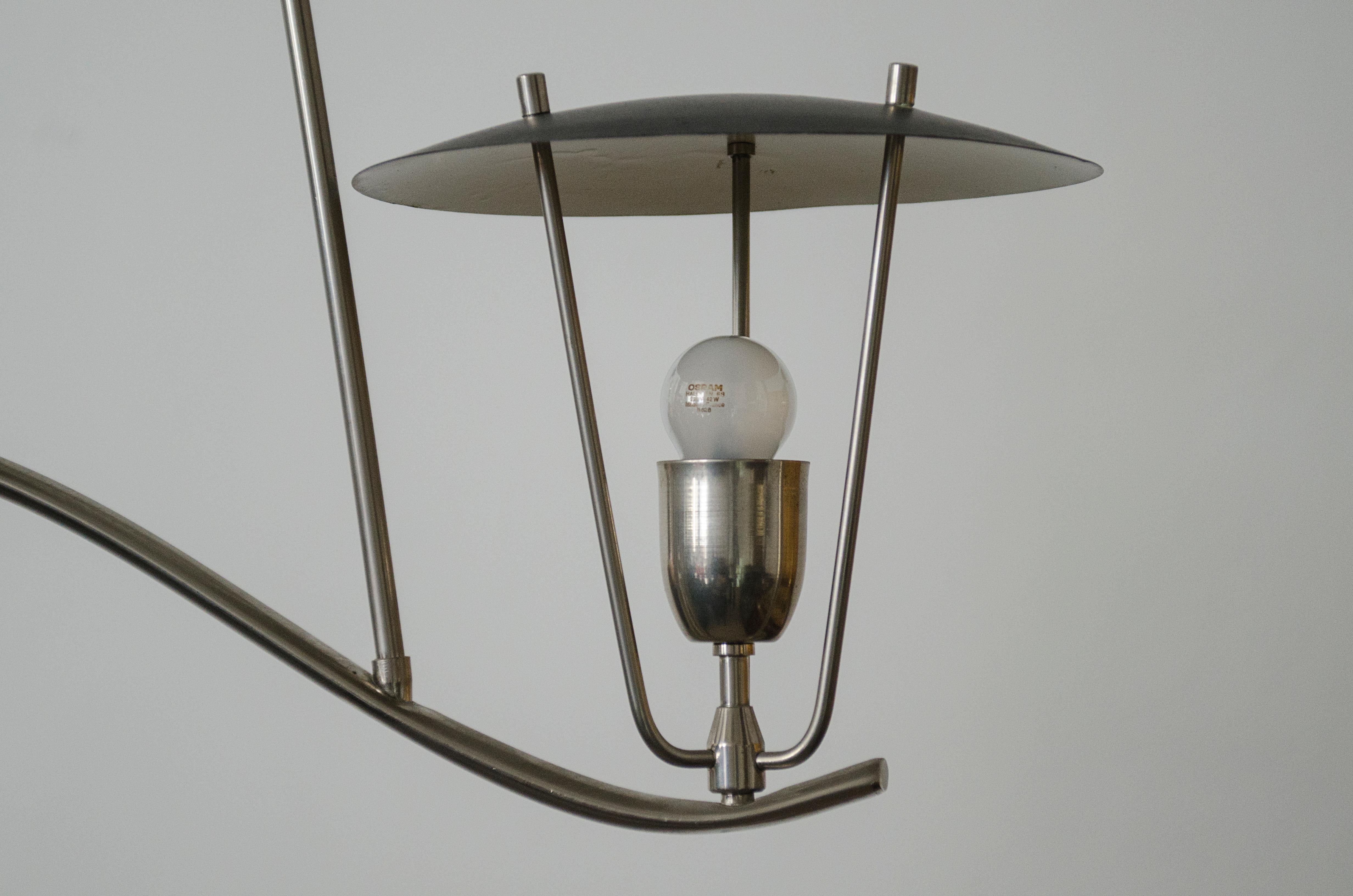 Mid-Century Modern Chrome pendant Attributed to Pierre Guariche For Sale