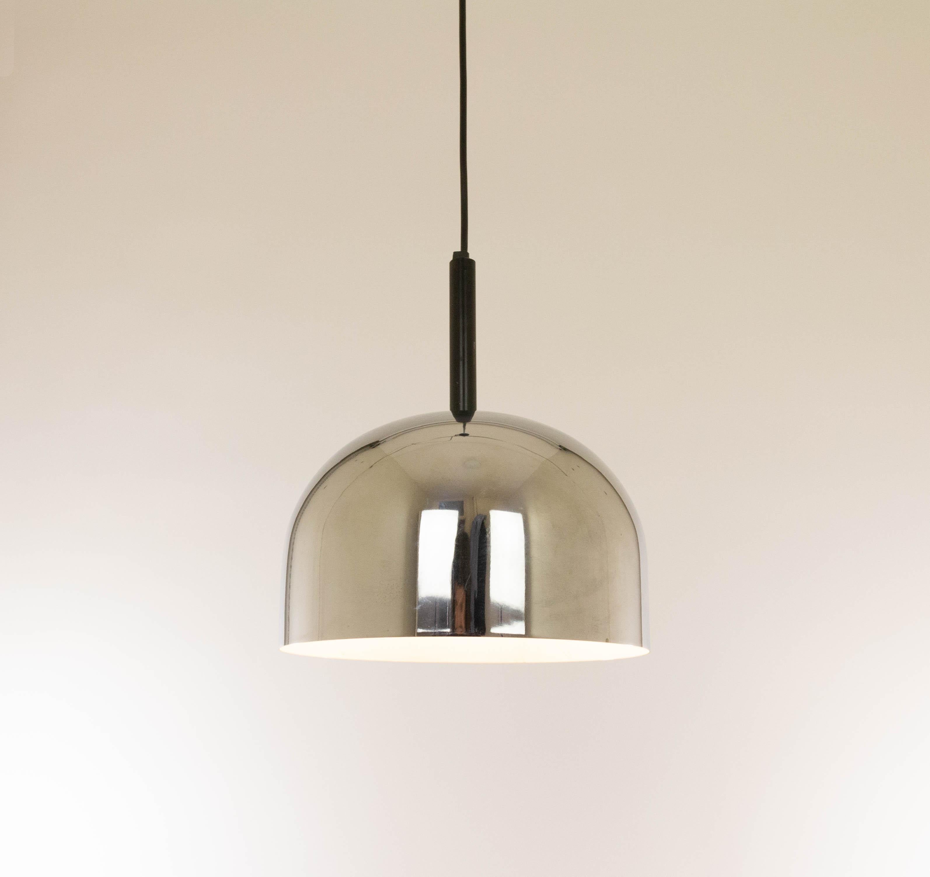 Italian Chrome pendant by Gae Aulenti and Livio Castiglioni for Stilnovo, 1970s For Sale