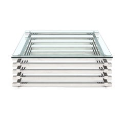 Mesa de centro de época cromada de mediados de siglo