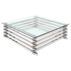 Mesa de centro de época cromada de mediados de siglo