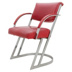 Used Chrome & Pink Vinyl Chair by Cal-Style, 1980s