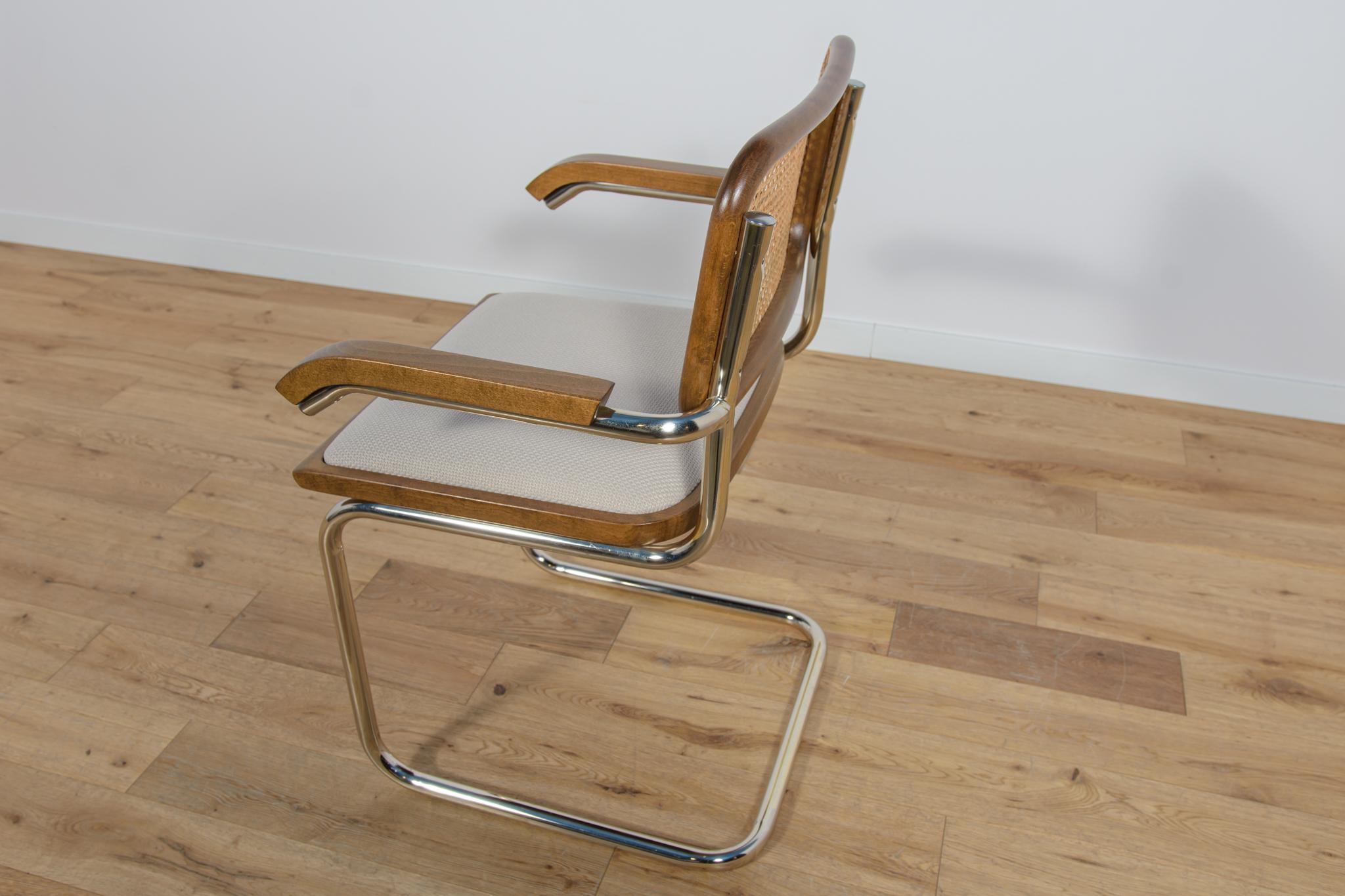 Woodwork Chrome-plated armchair Type Cesca, Italy, 1980s For Sale