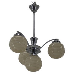 Chrome-Plated Art Deco Chandelier, 1930s