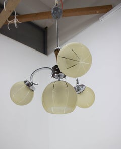 Chrome-Plated Art Deco Chandelier, 1940s