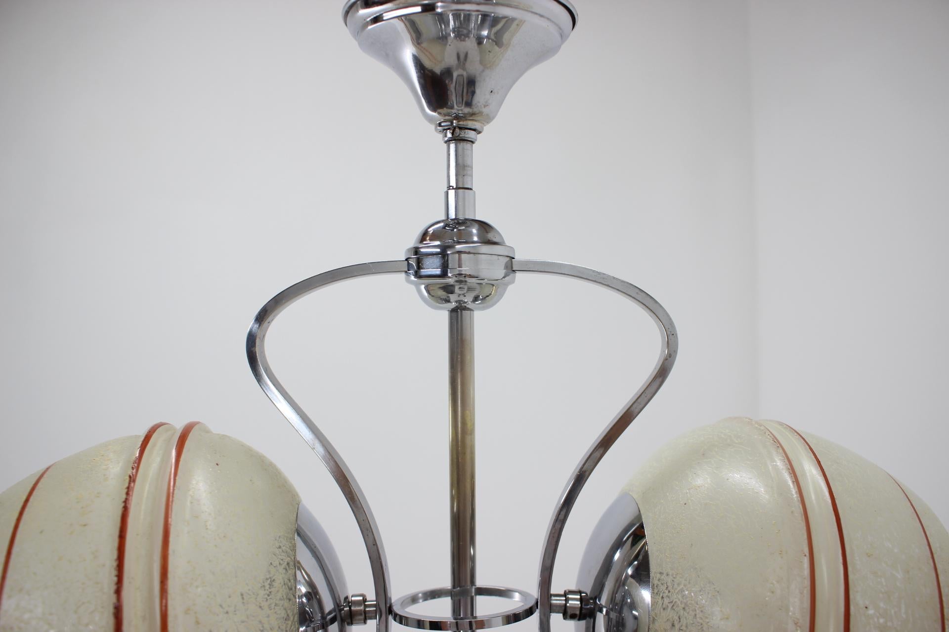 Chrome-Plated Art Deco Chandelier, 1930s In Good Condition For Sale In Praha, CZ