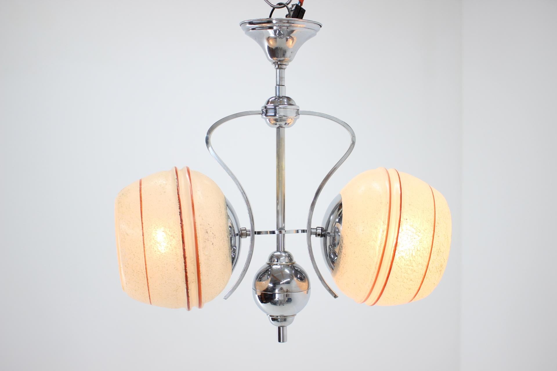 Chrome-Plated Art Deco Chandelier, 1930s For Sale 1