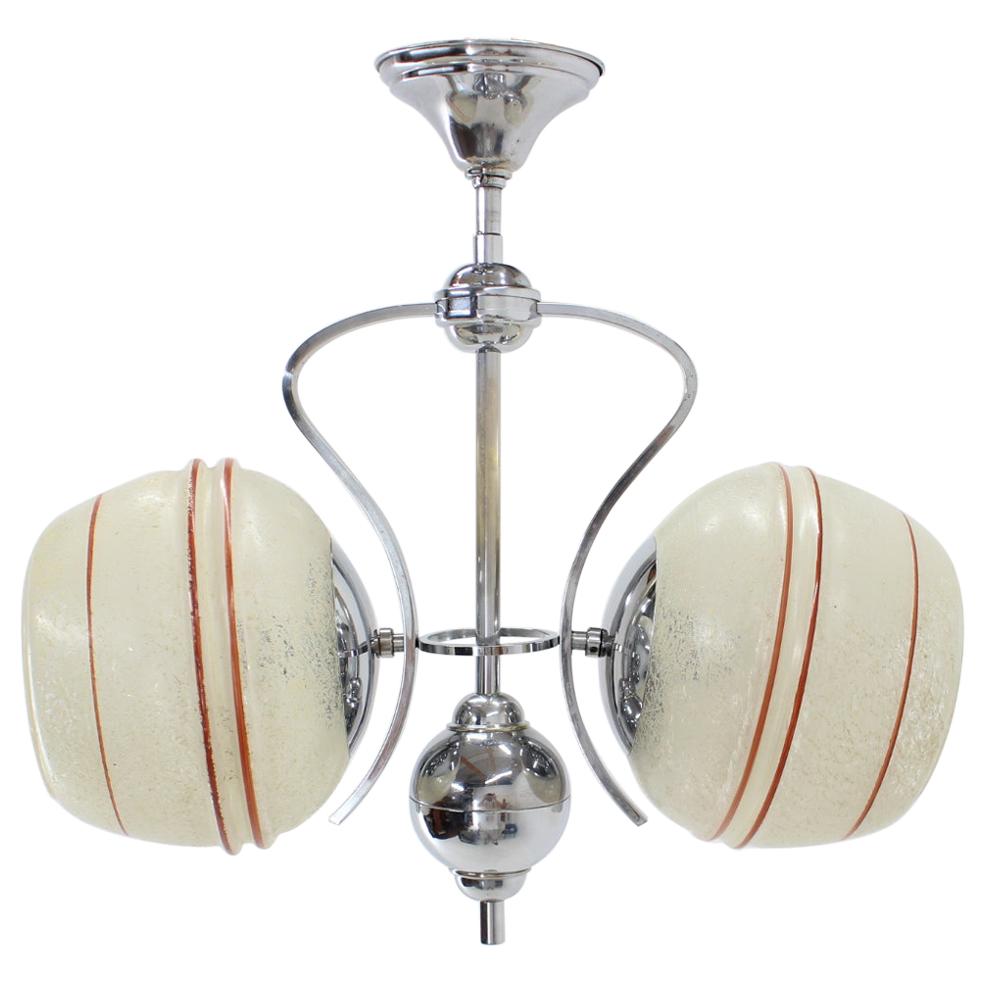 Chrome-Plated Art Deco Chandelier, 1930s For Sale