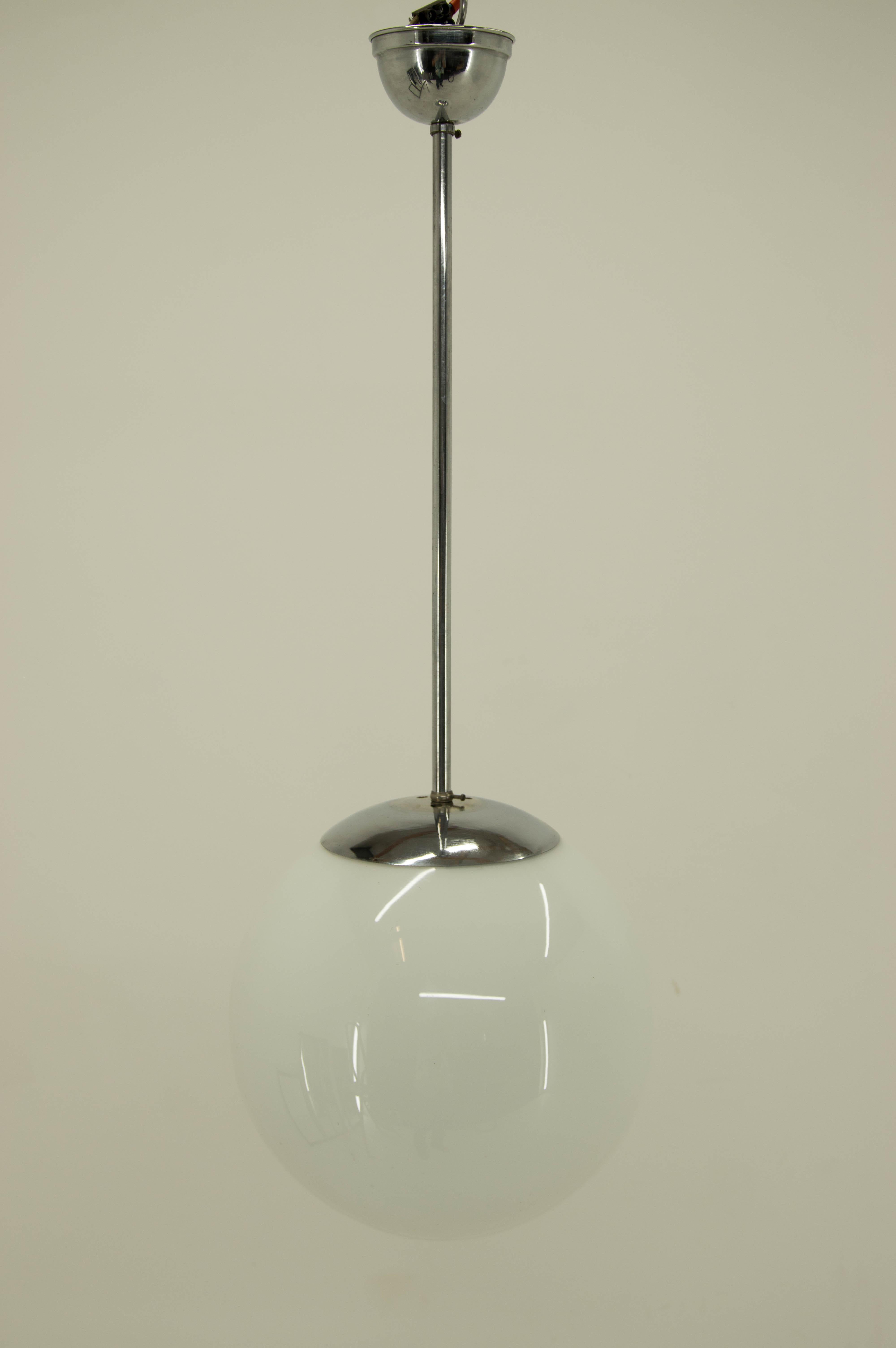 Czech Chrome-Plated Bauhaus Minimalistic Chandelier by Franta Anyz, Type 5878, 1930s For Sale