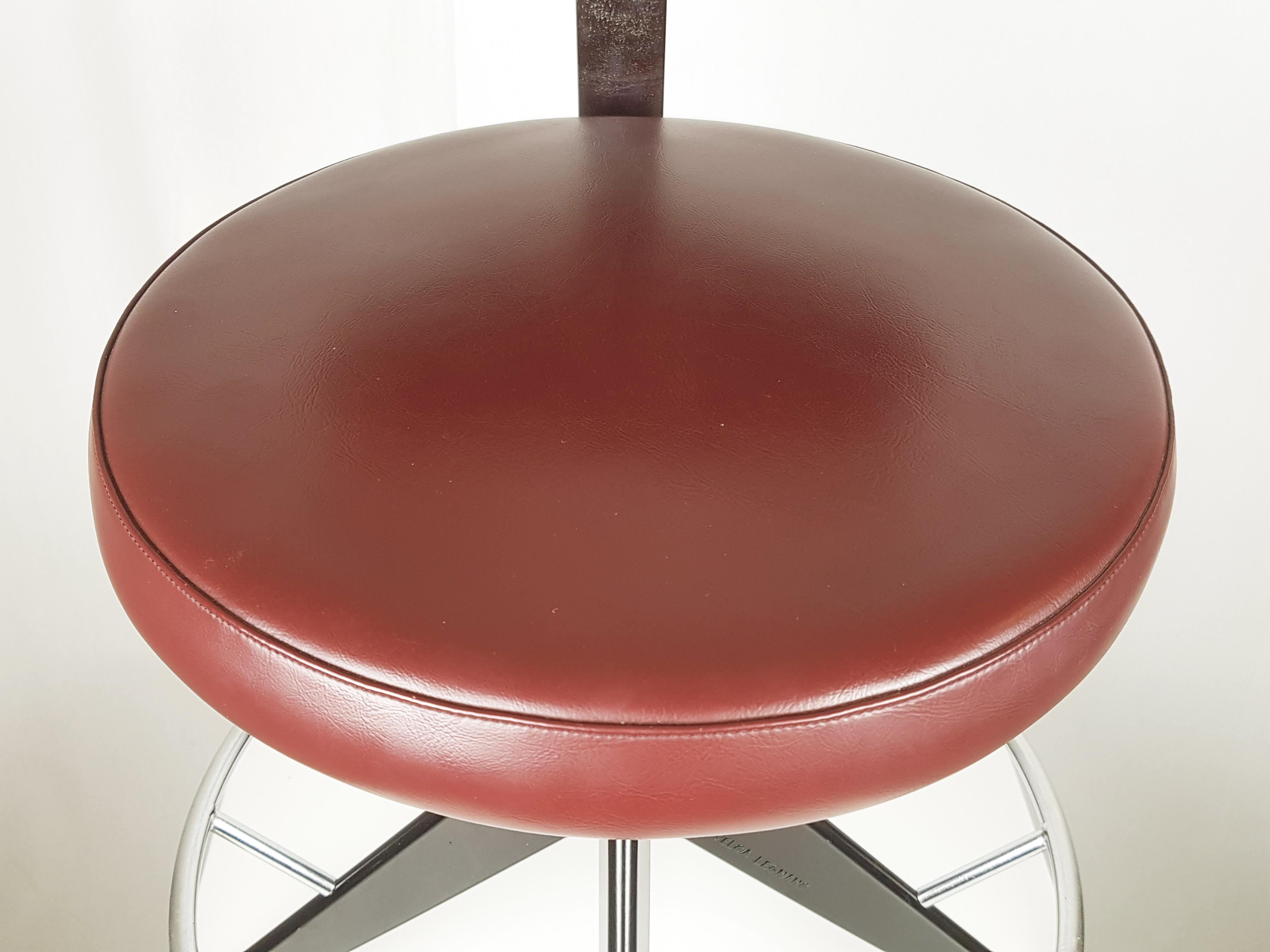 Chrome Plated & Black Metal Burgundy Skay 1960/70s Stools by Velca For Sale 7
