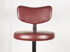 Chrome Plated & Black Metal Burgundy Skay 1960/70s Stools by Velca, set of 6