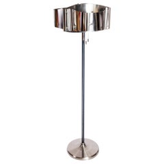 Chrome-Plated Floor Lamp with Leather Accents, 1970s