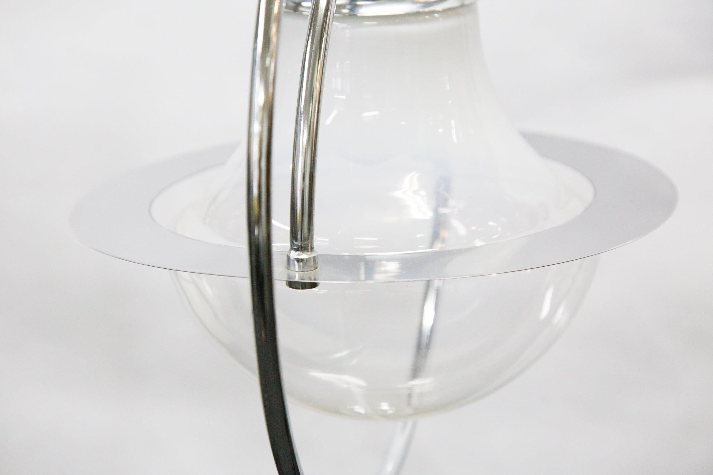 Mid-20th Century Chrome-Plated Glass Pendant Lamp, 1960s