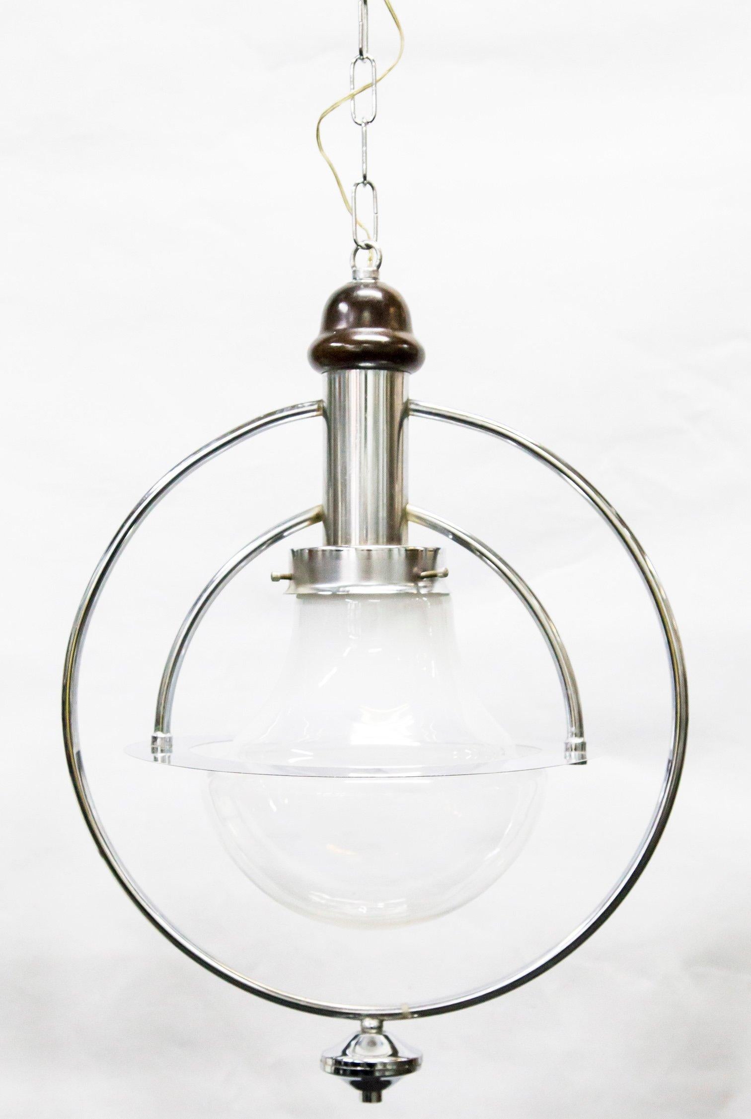 Chrome-Plated Glass Pendant Lamp, 1960s 1