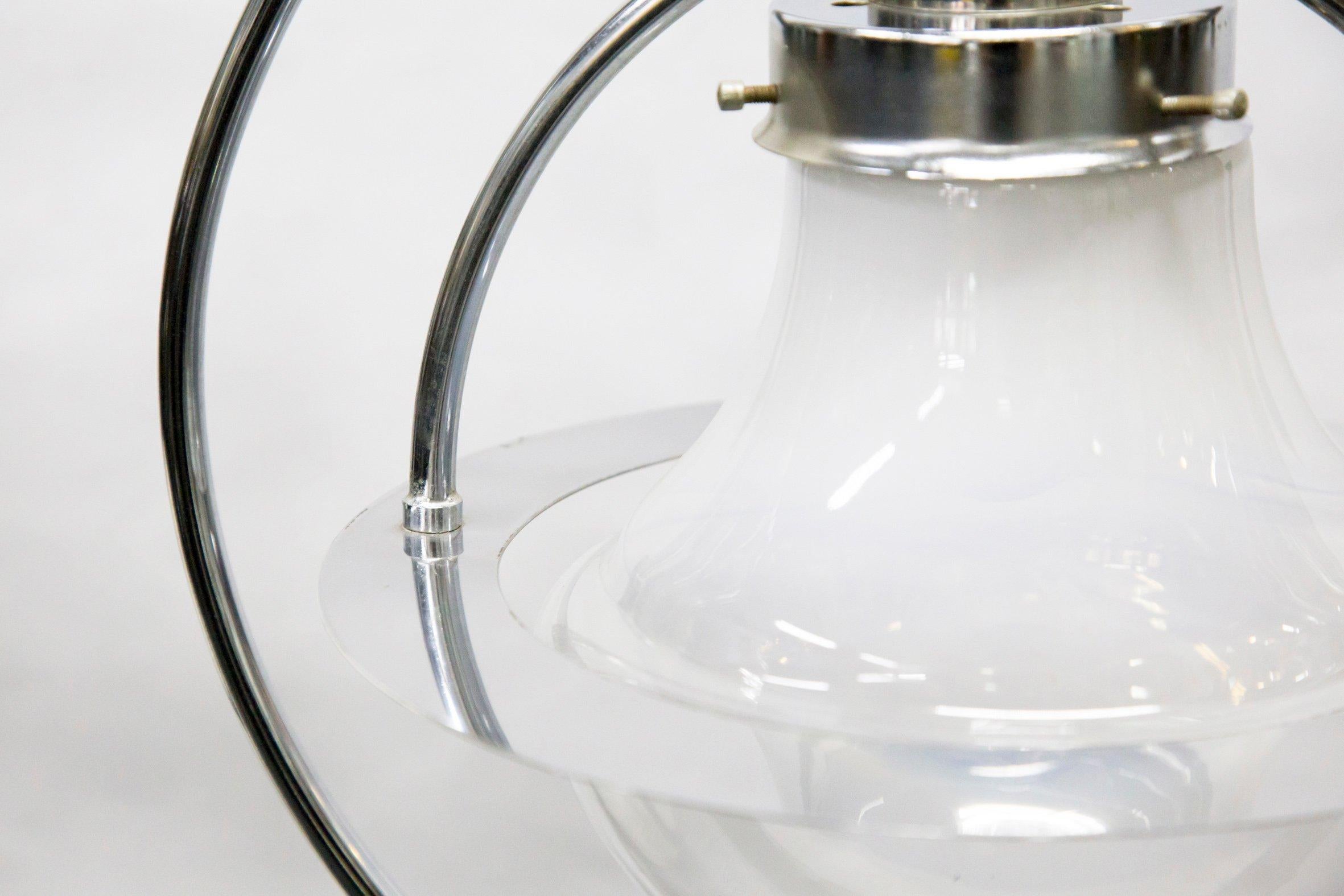 Chrome-Plated Glass Pendant Lamp, 1960s 4