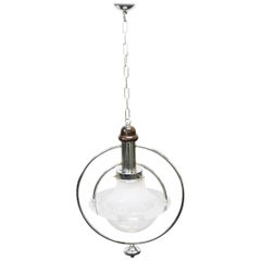 Chrome-Plated Glass Pendant Lamp, 1960s
