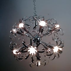 Chrome Plated Globe Shaped Pendant Light, Italy, 1970s