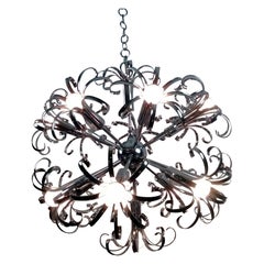 Chrome Plated Globe Shaped Pendant Light, Italy, 1970s