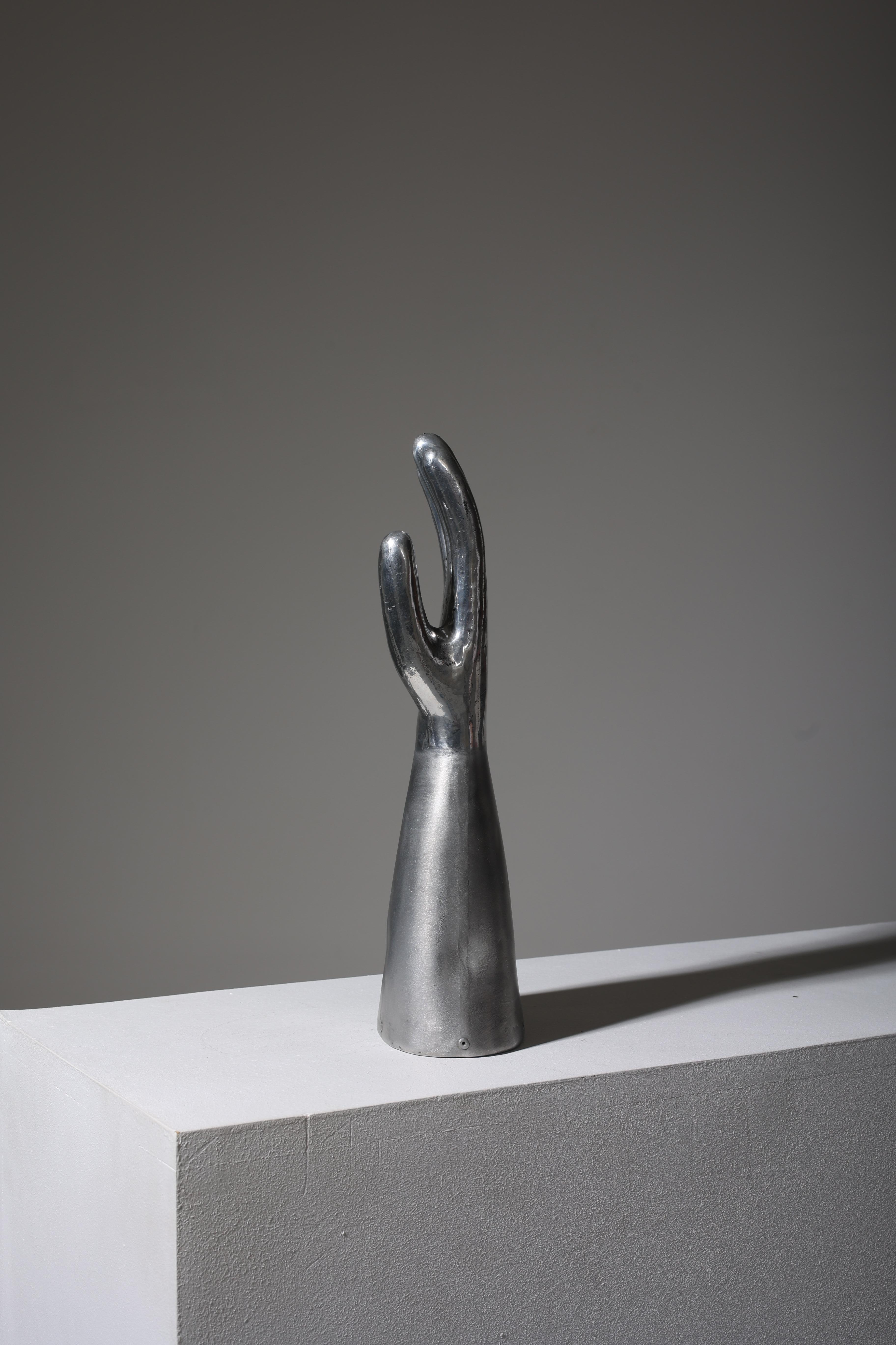 20th Century Chrome-Plated Hand Sculpture