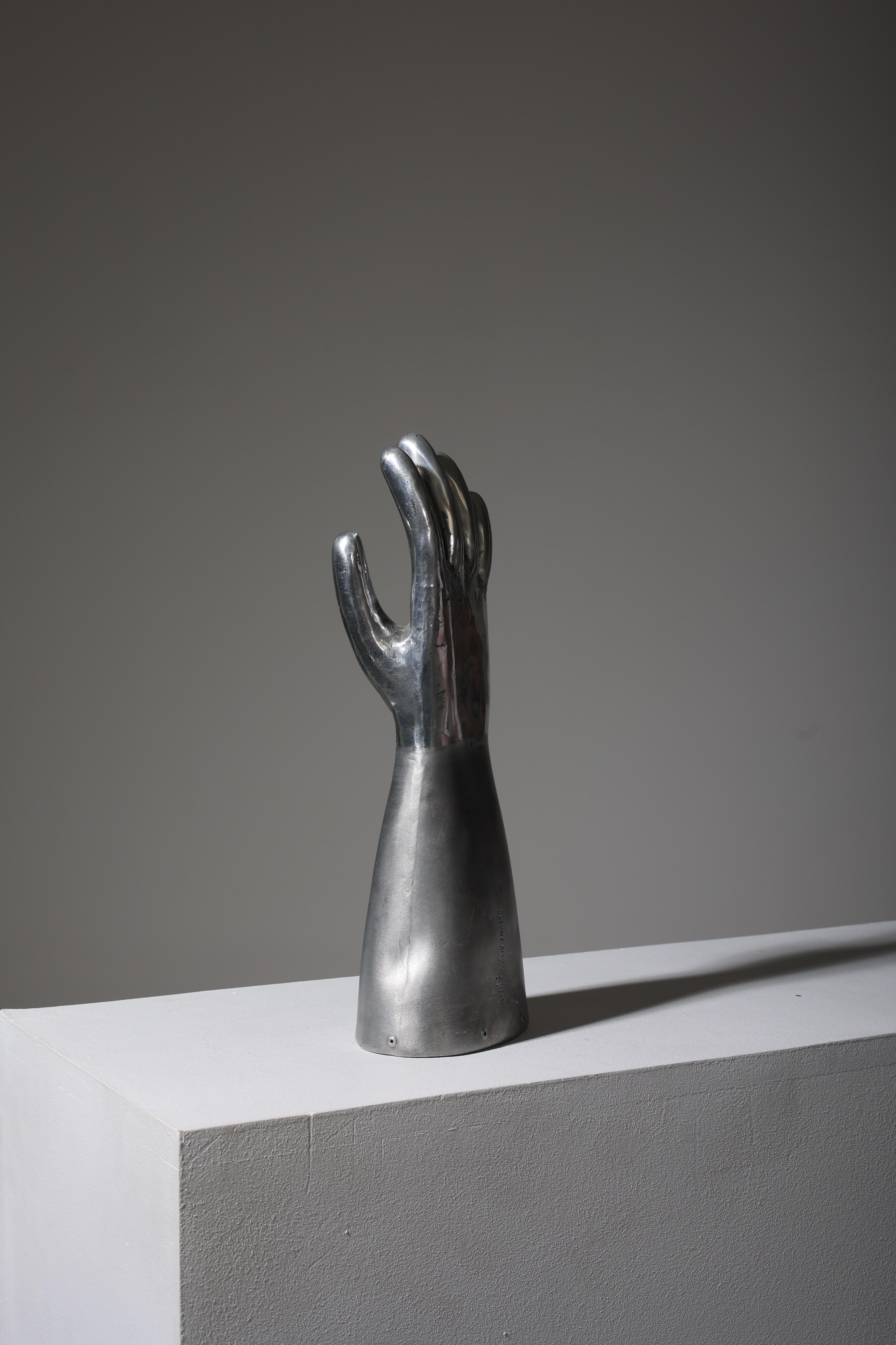 Metal Chrome-Plated Hand Sculpture