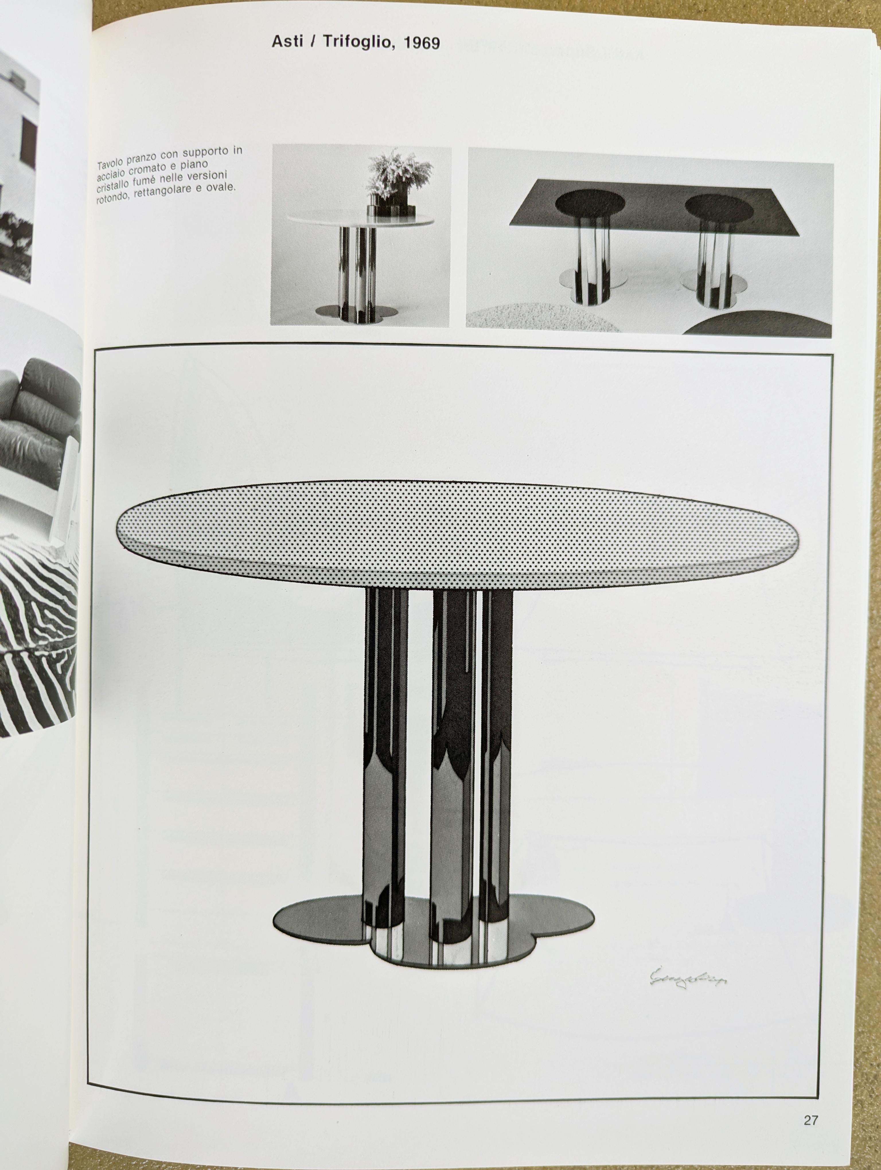 Table Trifoglio en métal chromé et verre fumé de S. Asti pour Poltronova en vente 5