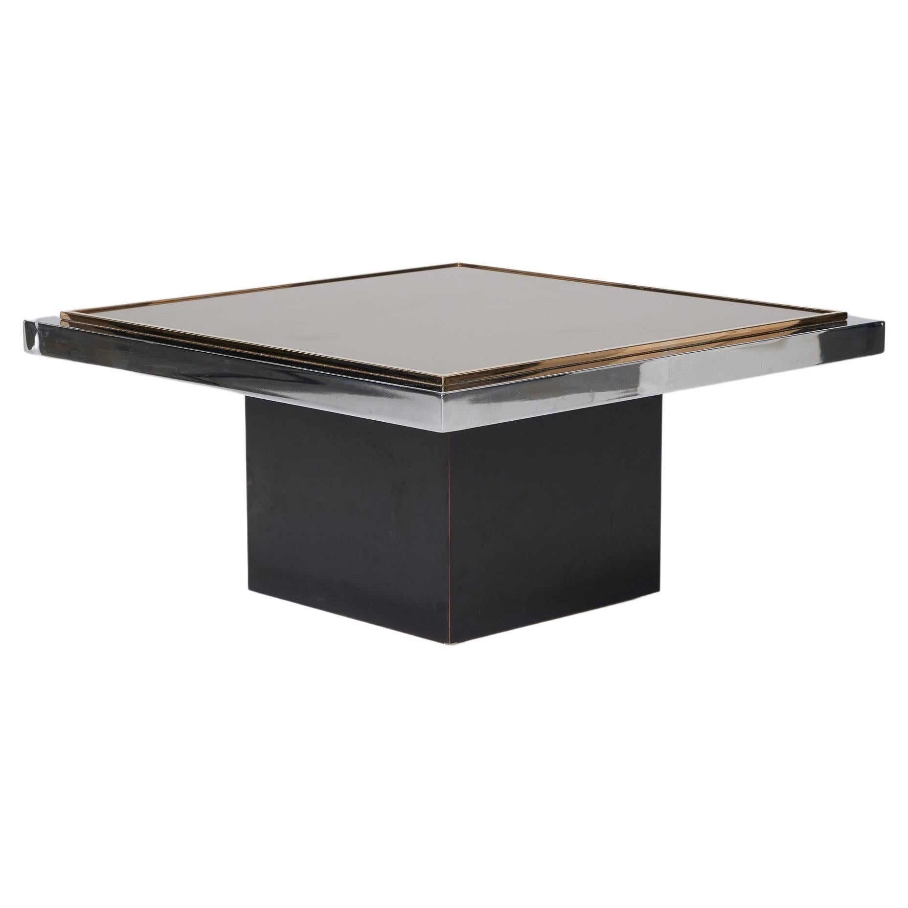 Chrome-plated metal coffee table