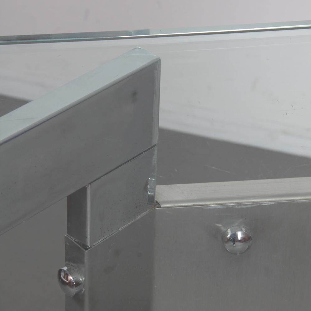 Metal Chrome-plated metal console from the 1970s For Sale