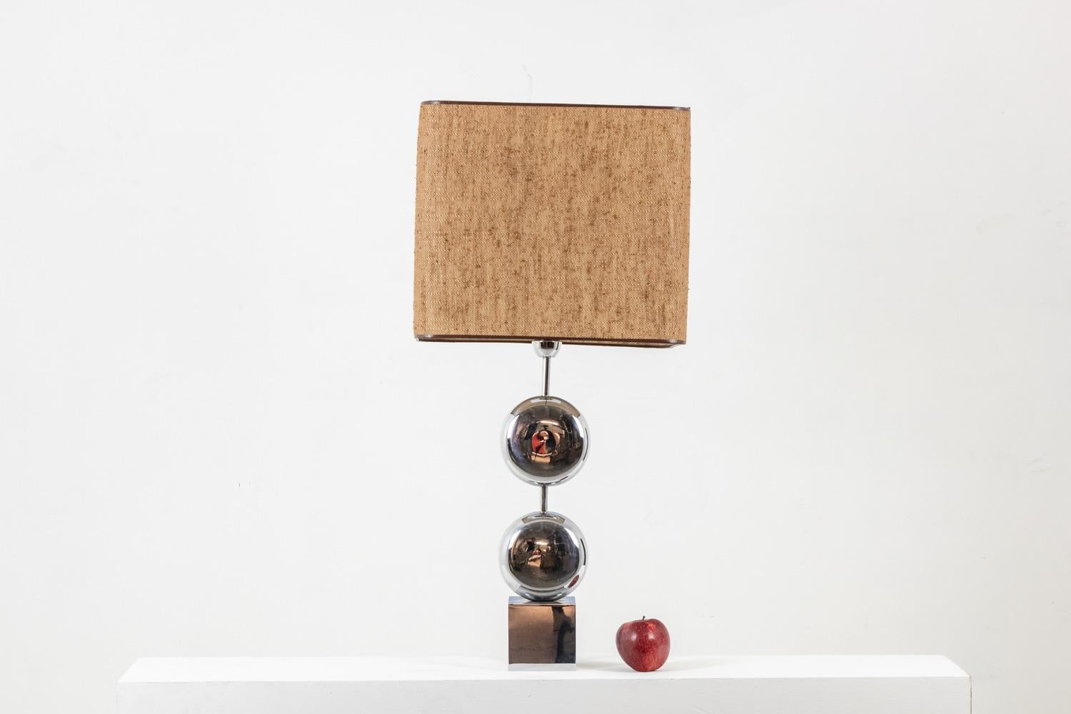 European Chrome-plated metal lamp. Signed Chalier Paris. Circa 1970 For Sale