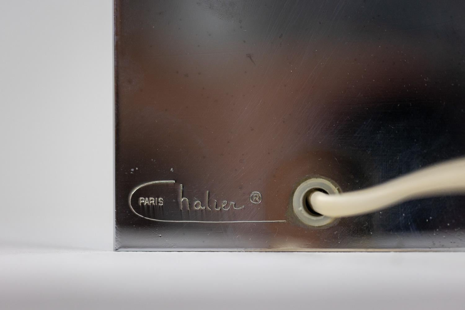 Late 20th Century Chrome-plated metal lamp. Signed Chalier Paris. Circa 1970 For Sale