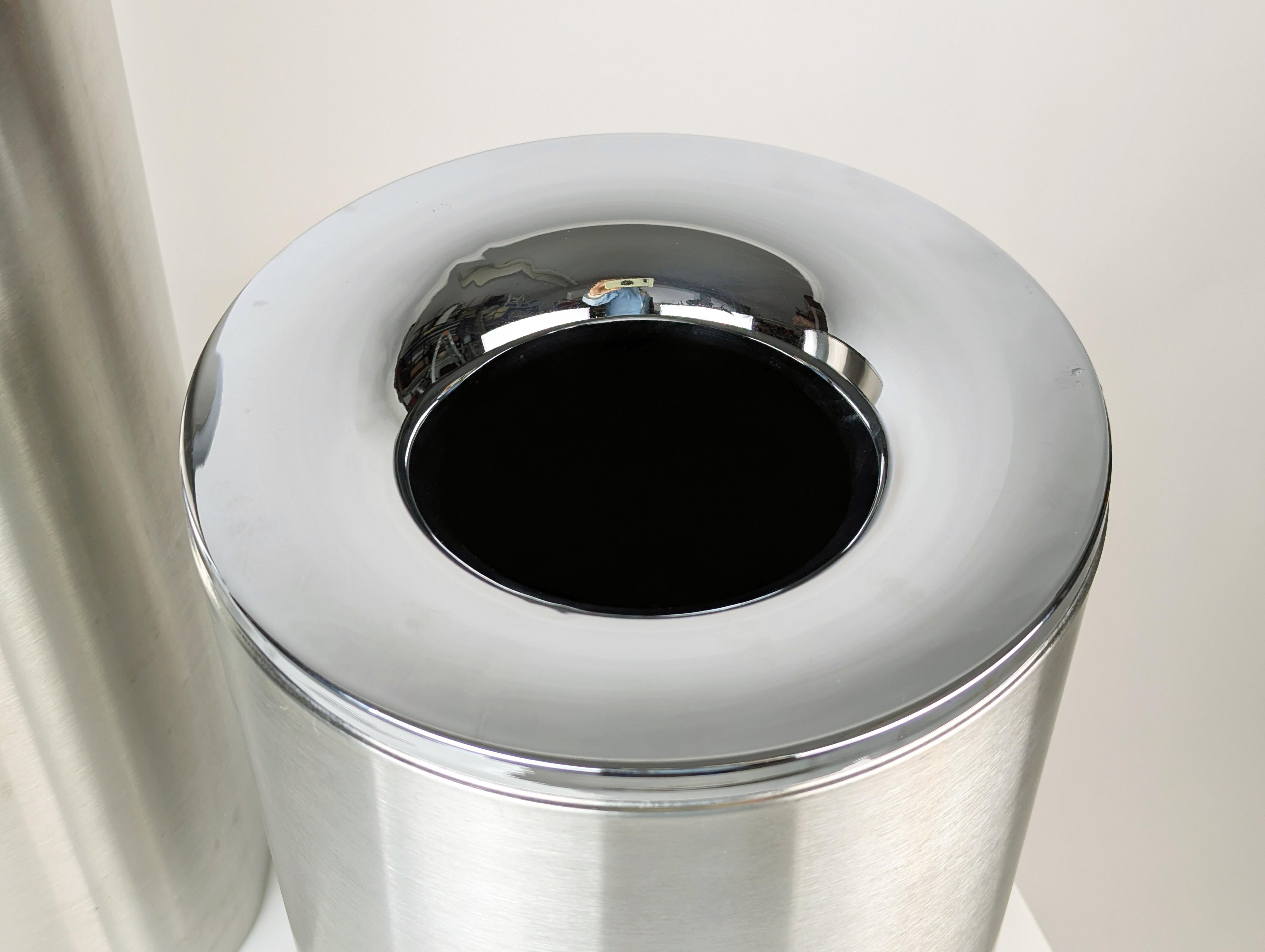 Italian Chrome plated metal, steel & plastic 1980s bin & umbrella stand by G. Offredi For Sale