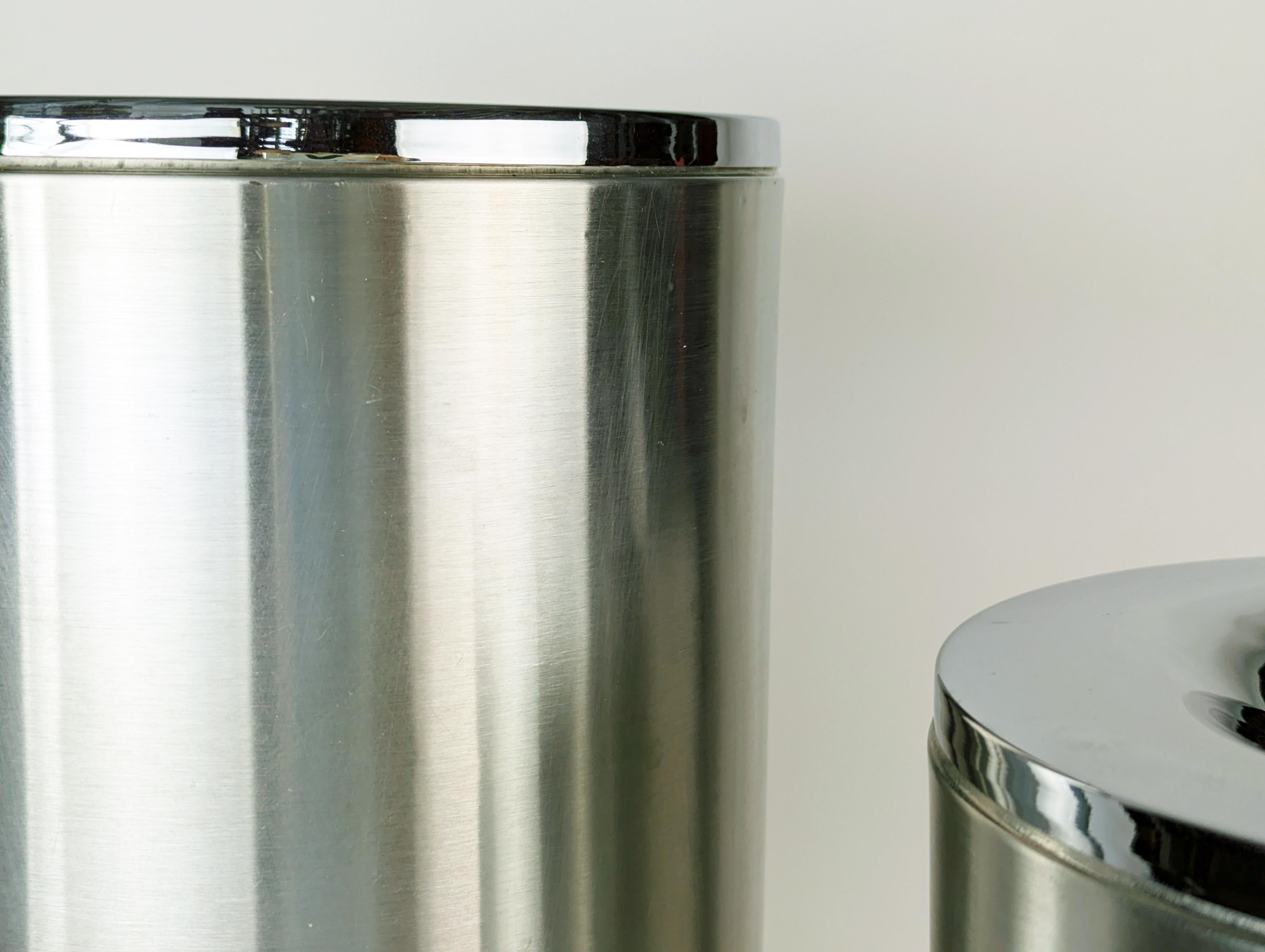 Steel Chrome plated metal, steel & plastic 1980s bin & umbrella stand by G. Offredi For Sale