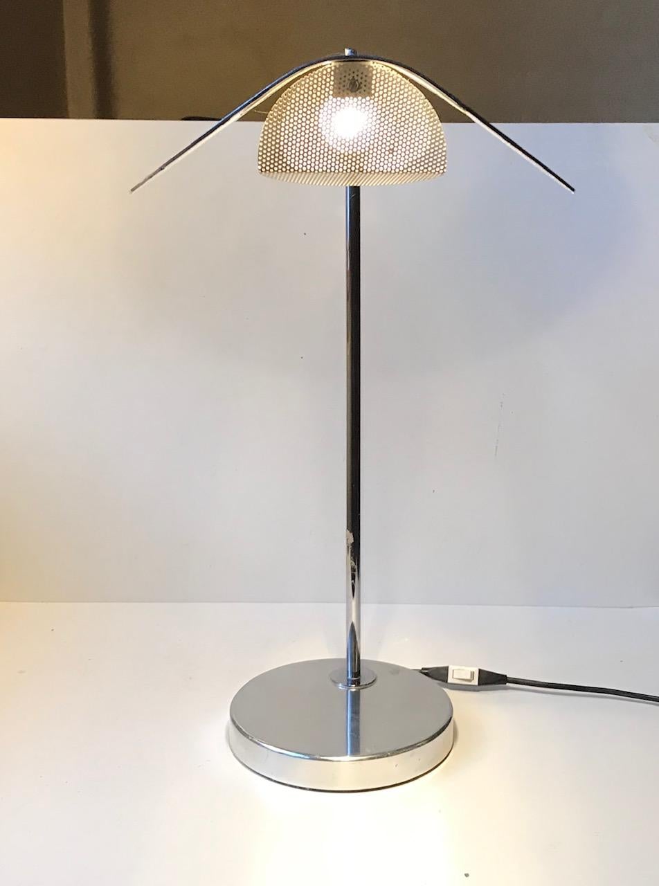 Swedish Chrome Plated Minimalist Table Lamp by Bergboms, Sweden, 1980s For Sale