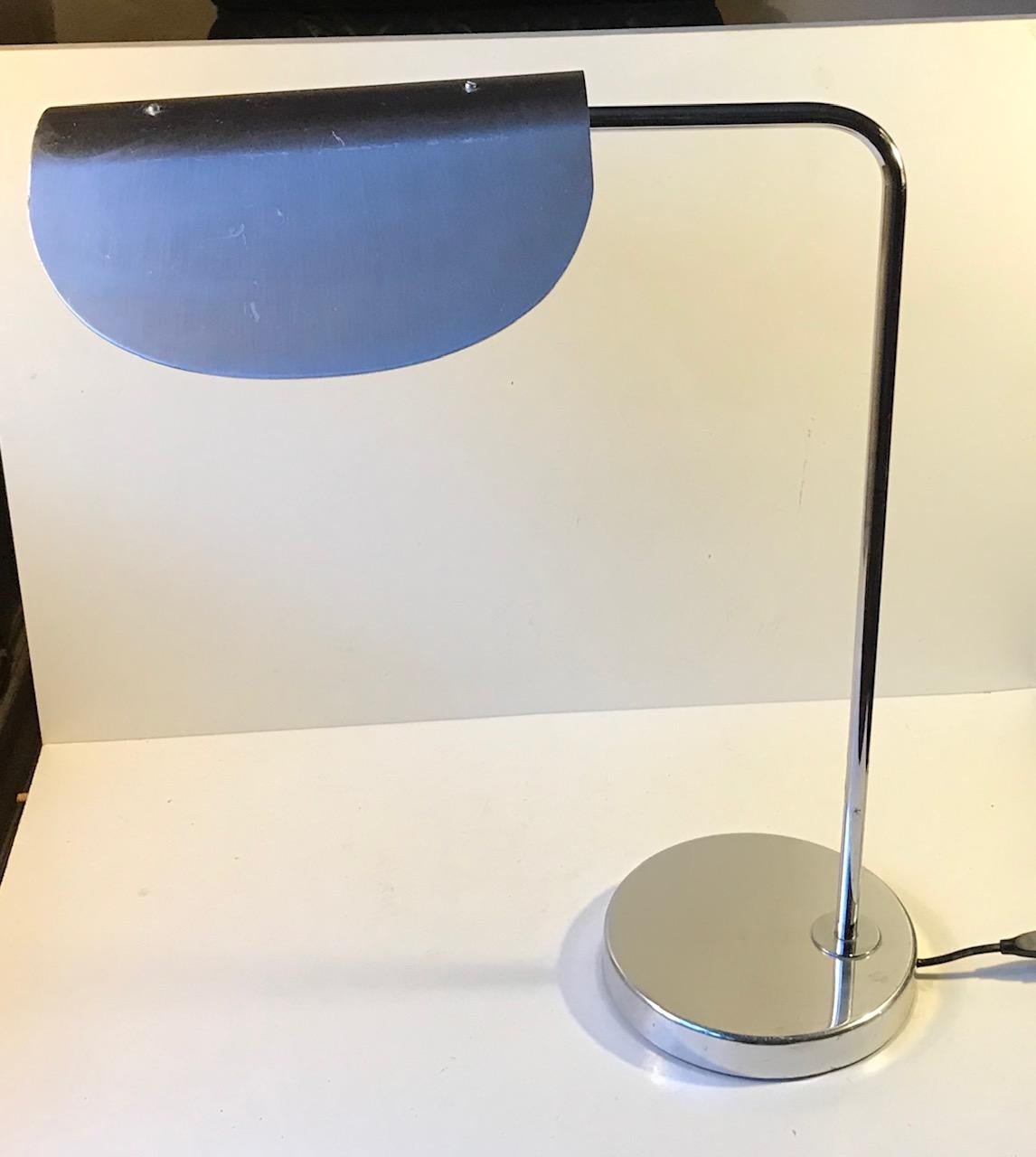 Chrome Plated Minimalist Table Lamp by Bergboms, Sweden, 1980s In Good Condition For Sale In Esbjerg, DK