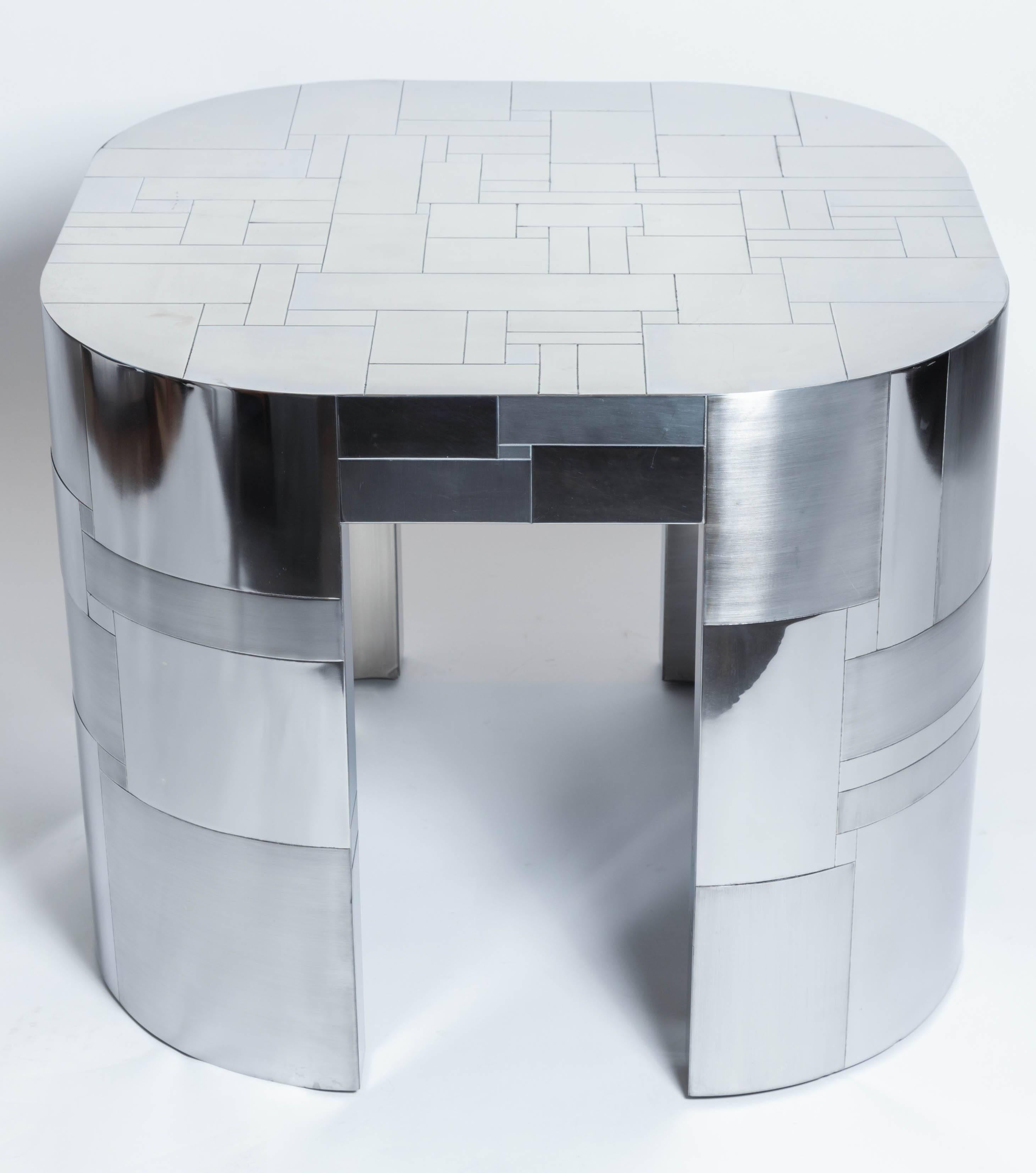 Chrome-plated occasional table by Paul Evans, Cityscape PE500 Series, 1975. Signature to plate on underside.
