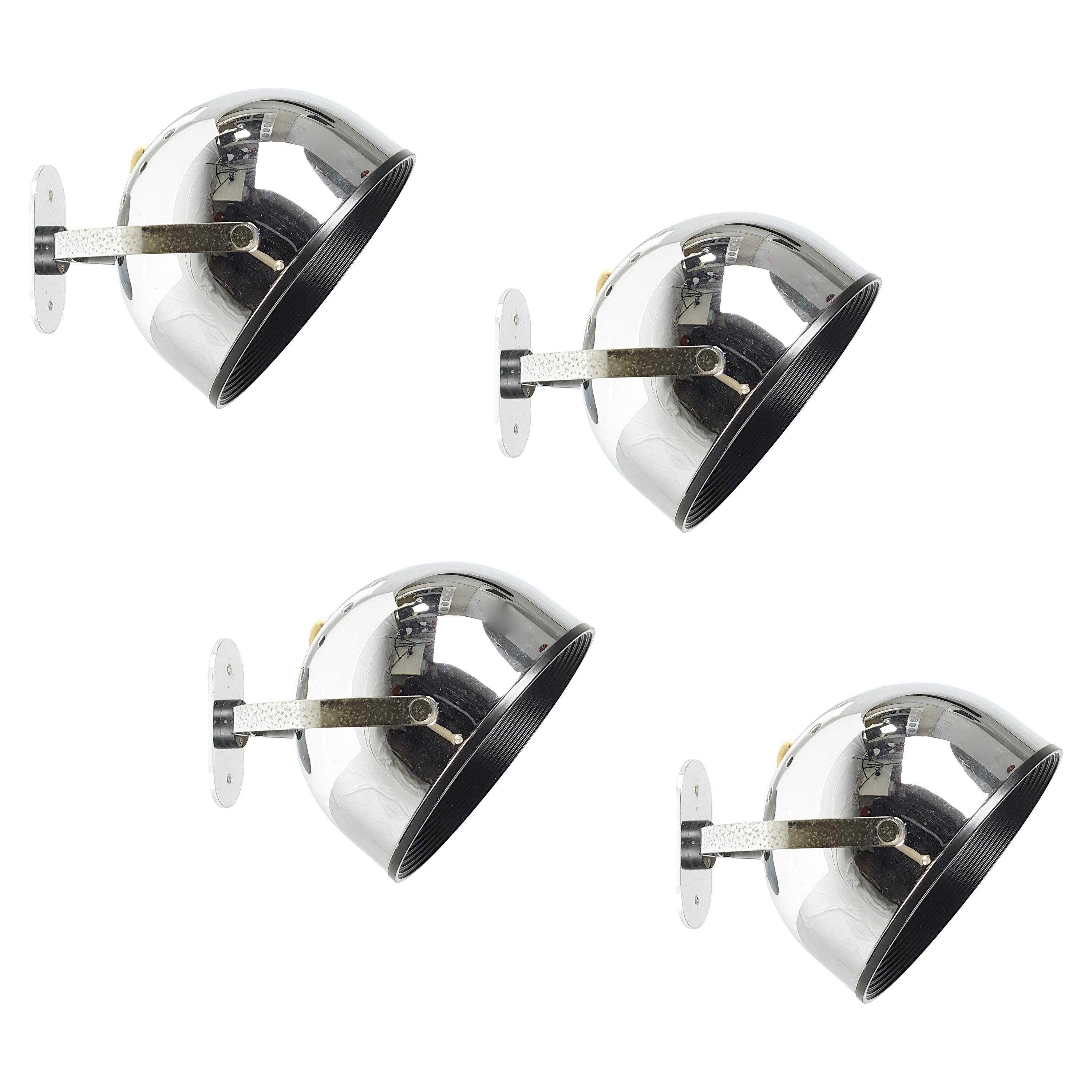 Chrome-Plated & Painted Metal 1960s-1970s Wall Lamps by Gae Aulenti for Stilnovo