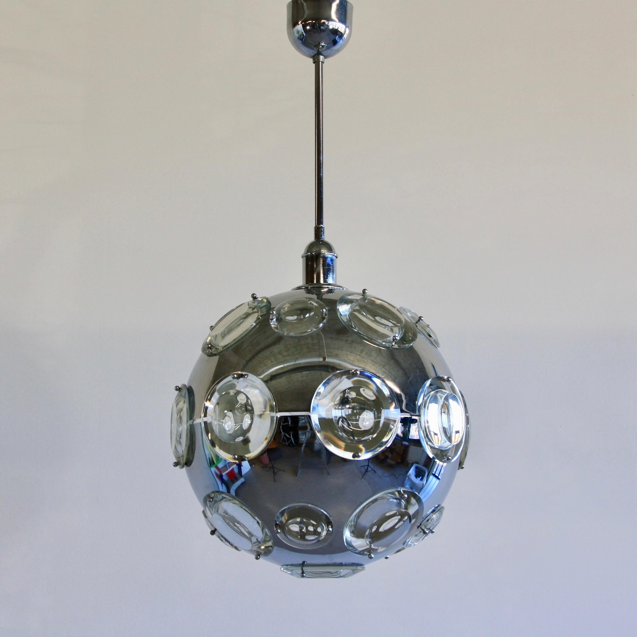 Mid-20th Century Chrome Plated Pendant Lamp by Oscar Torlasco, 1960s