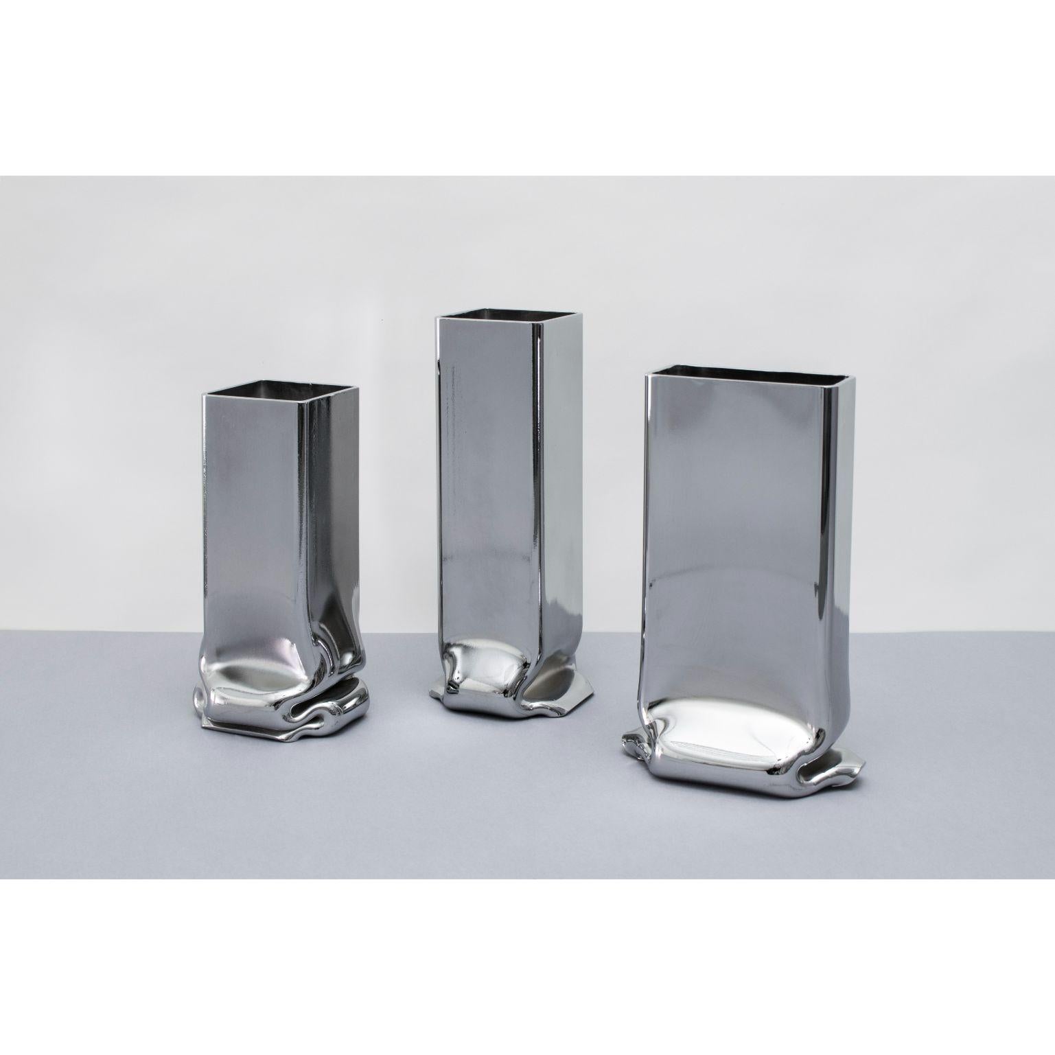Steel Chrome Plated Pressure Vase XL by Tim Teven For Sale