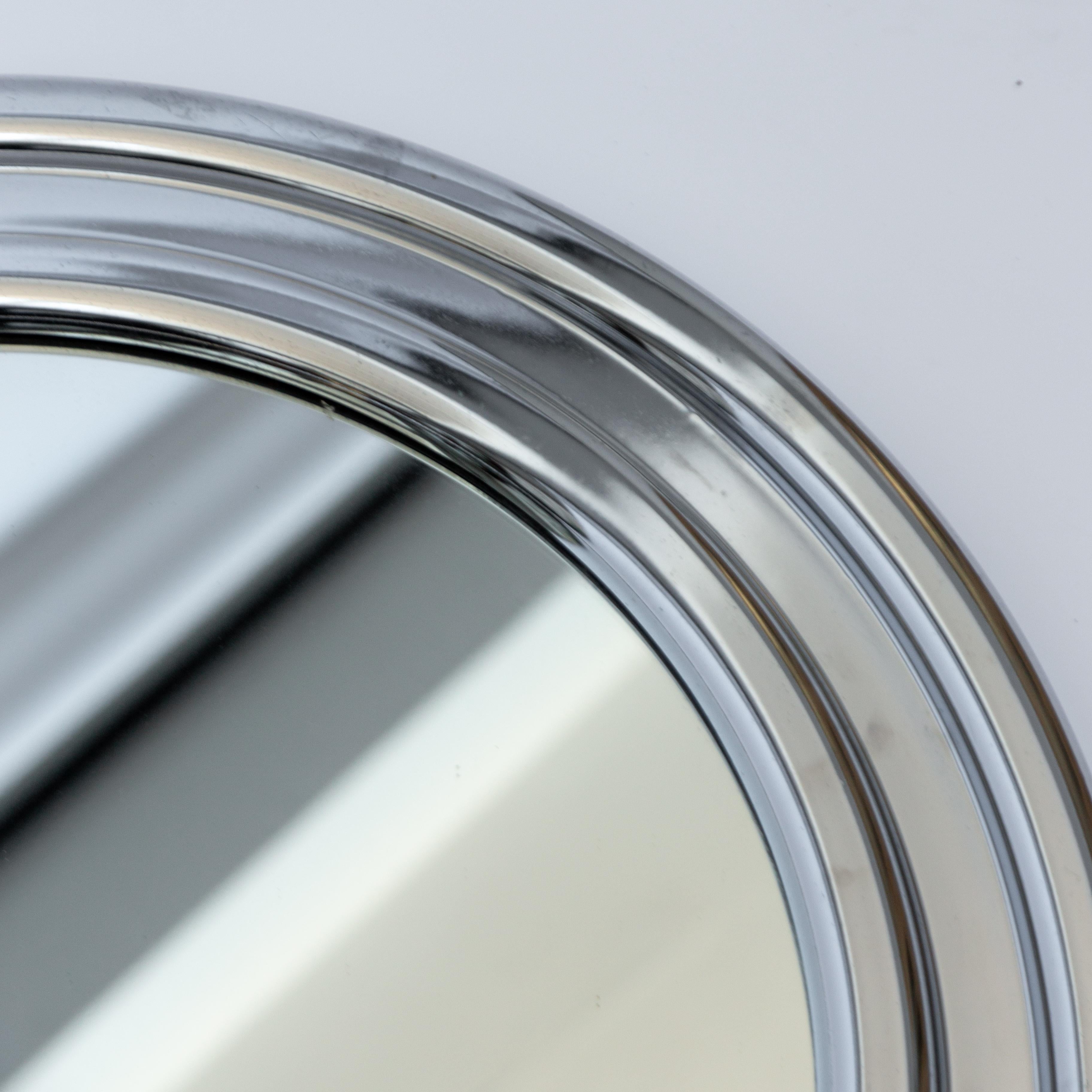 Late 20th Century Chrome-Plated Round Space Age Wall Mirror, 1970s For Sale