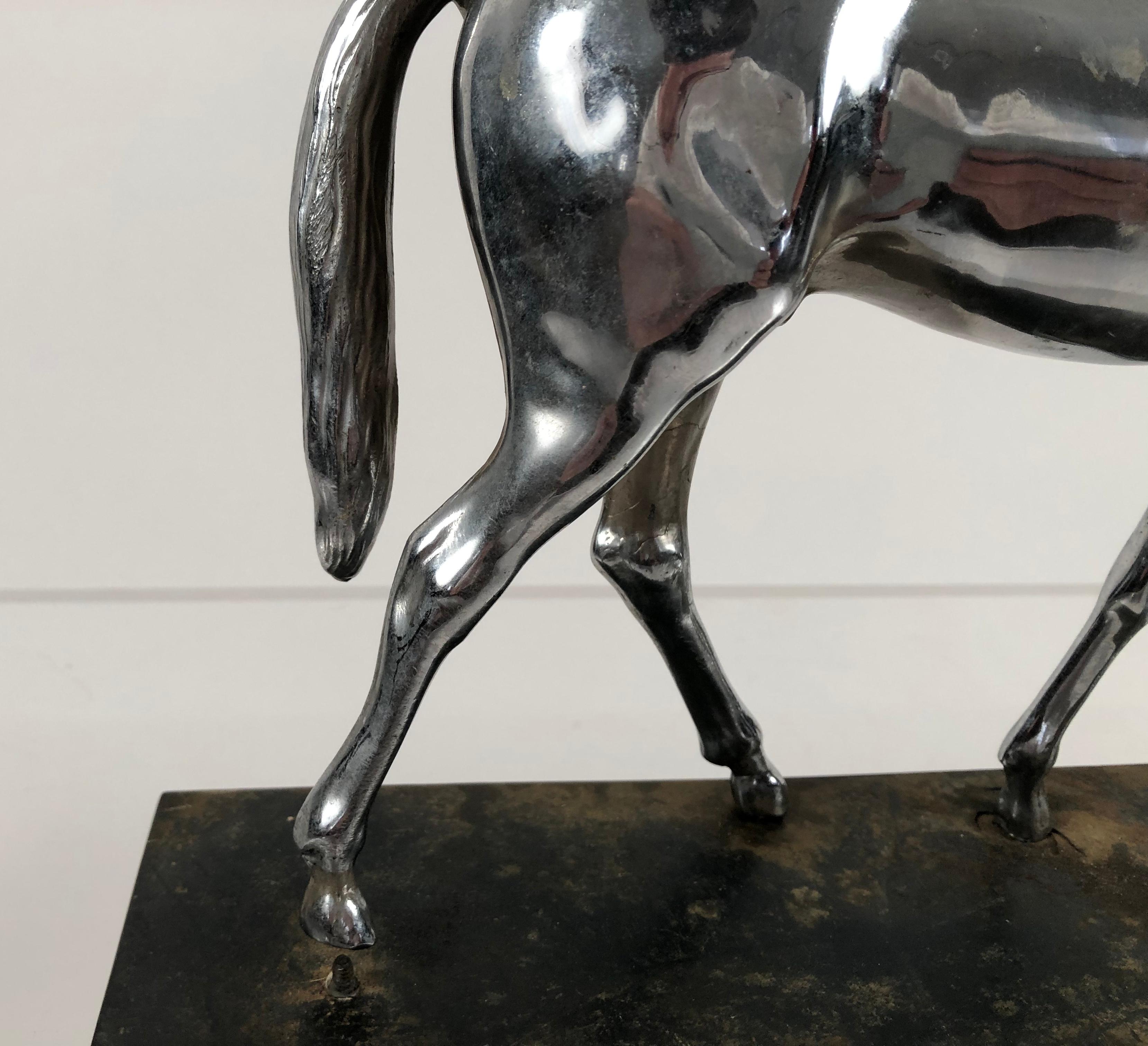 Metal Chrome Plated Sculpture of a Horse