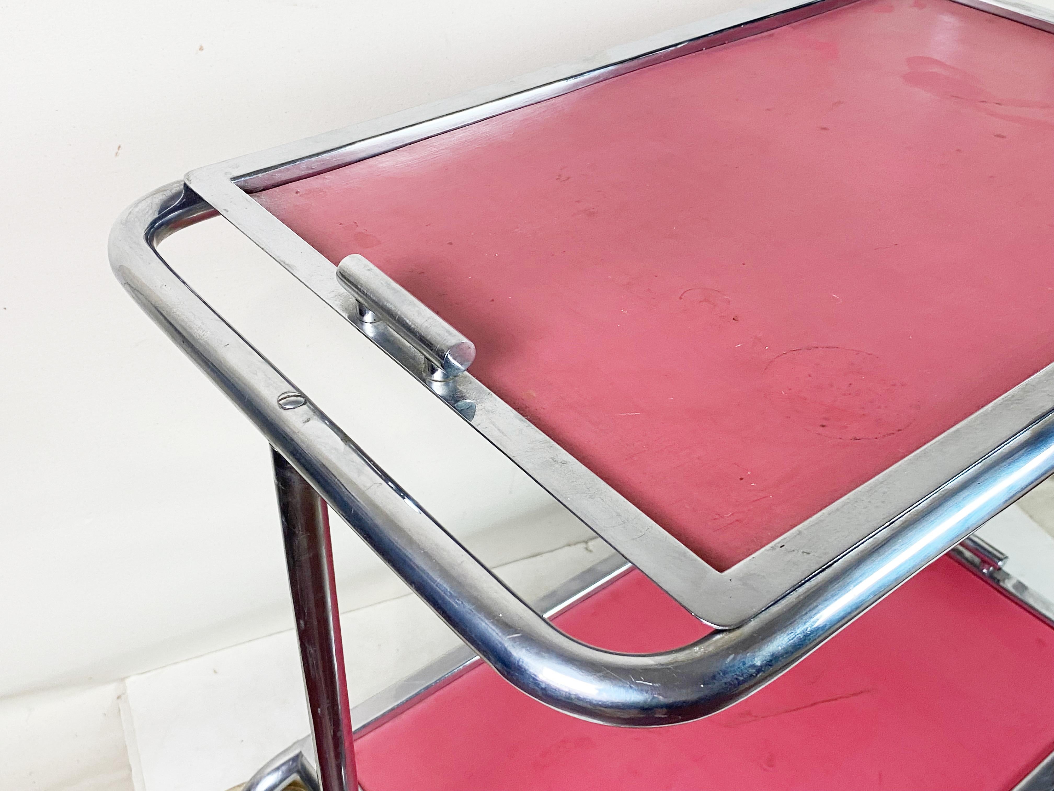 Mesa de servicio cromada, funcionalismo, BAUHAUS, 1930ca en Bastante bueno estado para la venta en Praha, CZ