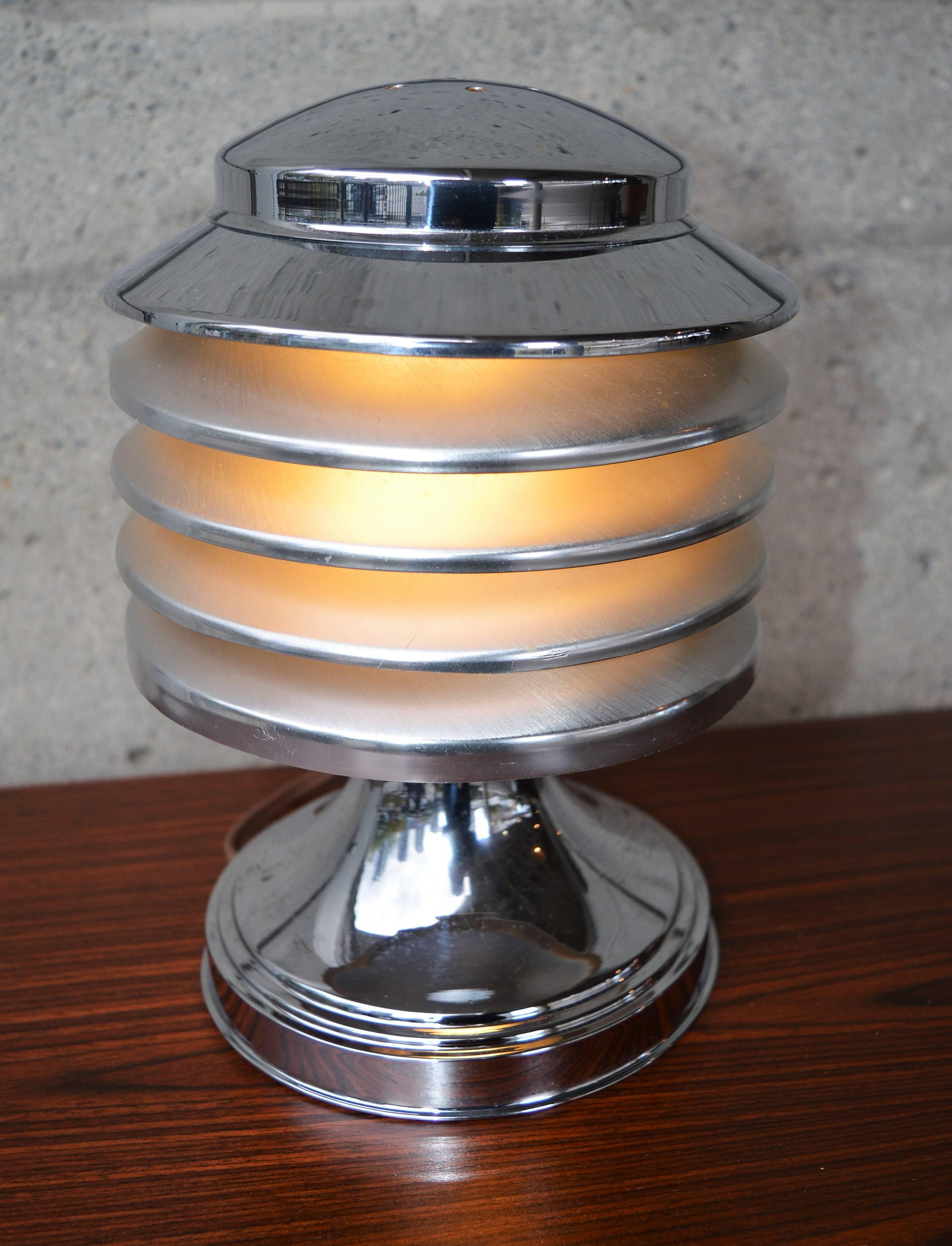 Chrome Plated Stacked Five-Tier Art Deco Metal Lamp by Coulter Lamp Toronto 1
