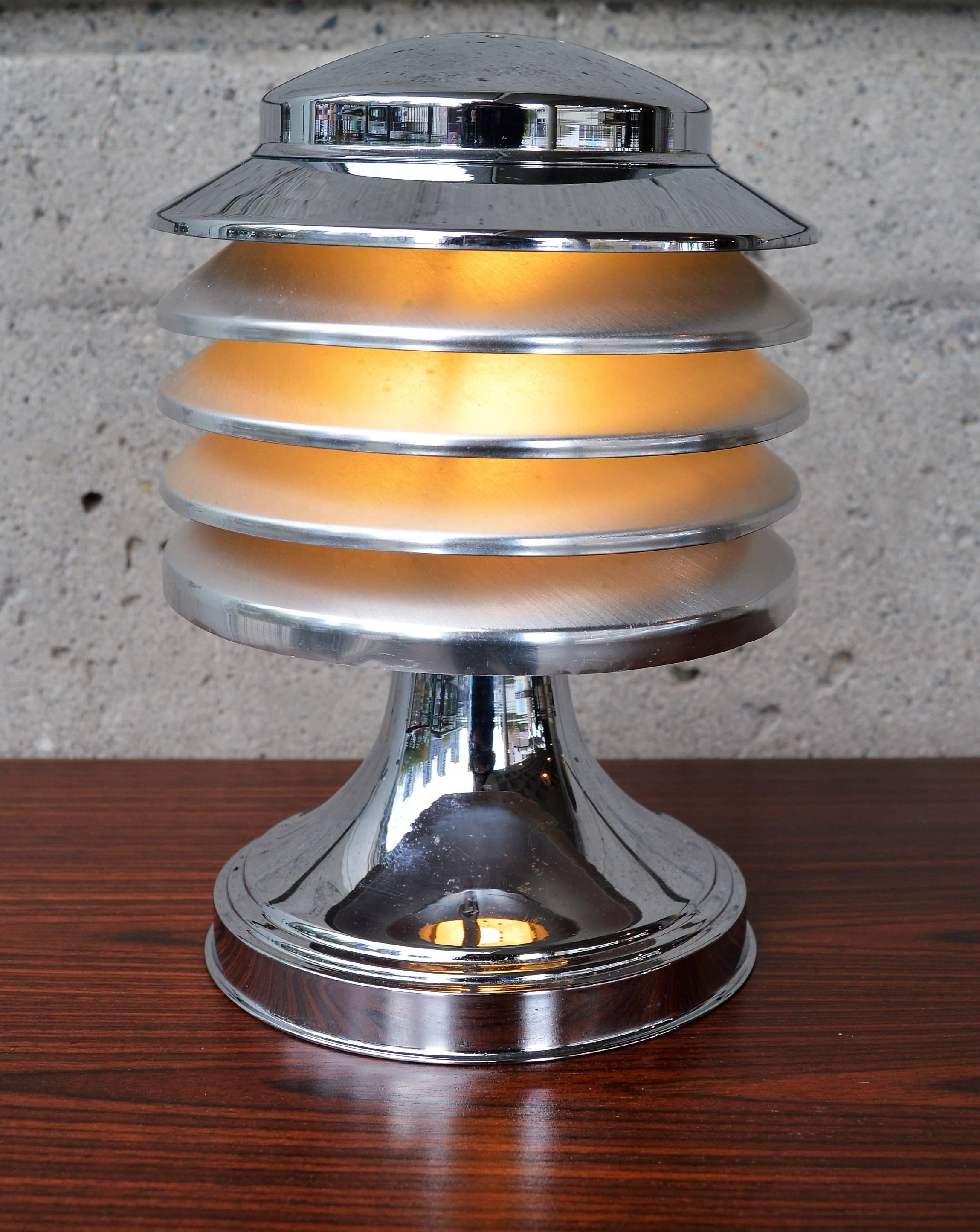 Chrome Plated Stacked Five-Tier Art Deco Metal Lamp by Coulter Lamp Toronto 2