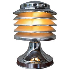 Chrome Plated Stacked Five-Tier Art Deco Metal Lamp by Coulter Lamp Toronto