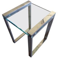 Chrome-Plated Steel and Glass Boxline Occasional Table